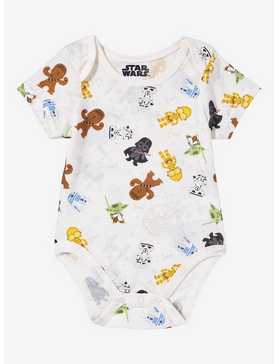 Star Wars Chibi Character Allover Print Infant One-Piece — BoxLunch Exclusive, , hi-res