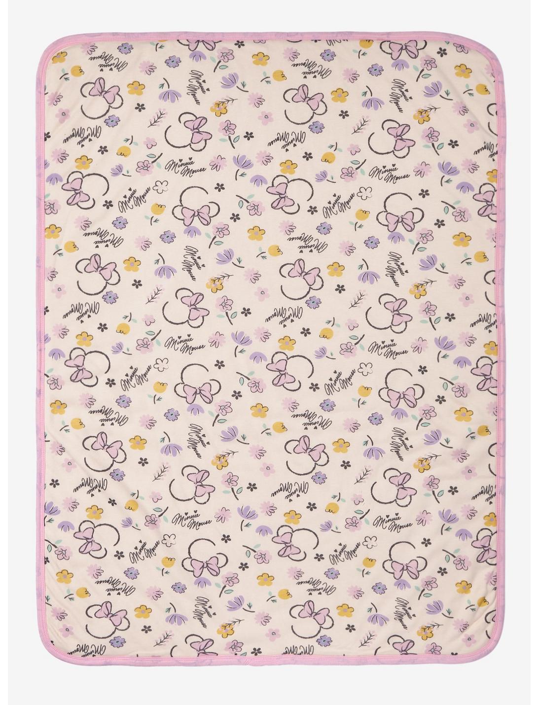 Disney Minnie Mouse Floral Allover Print Baby Blanket - BoxLunch Exclusive, , hi-res