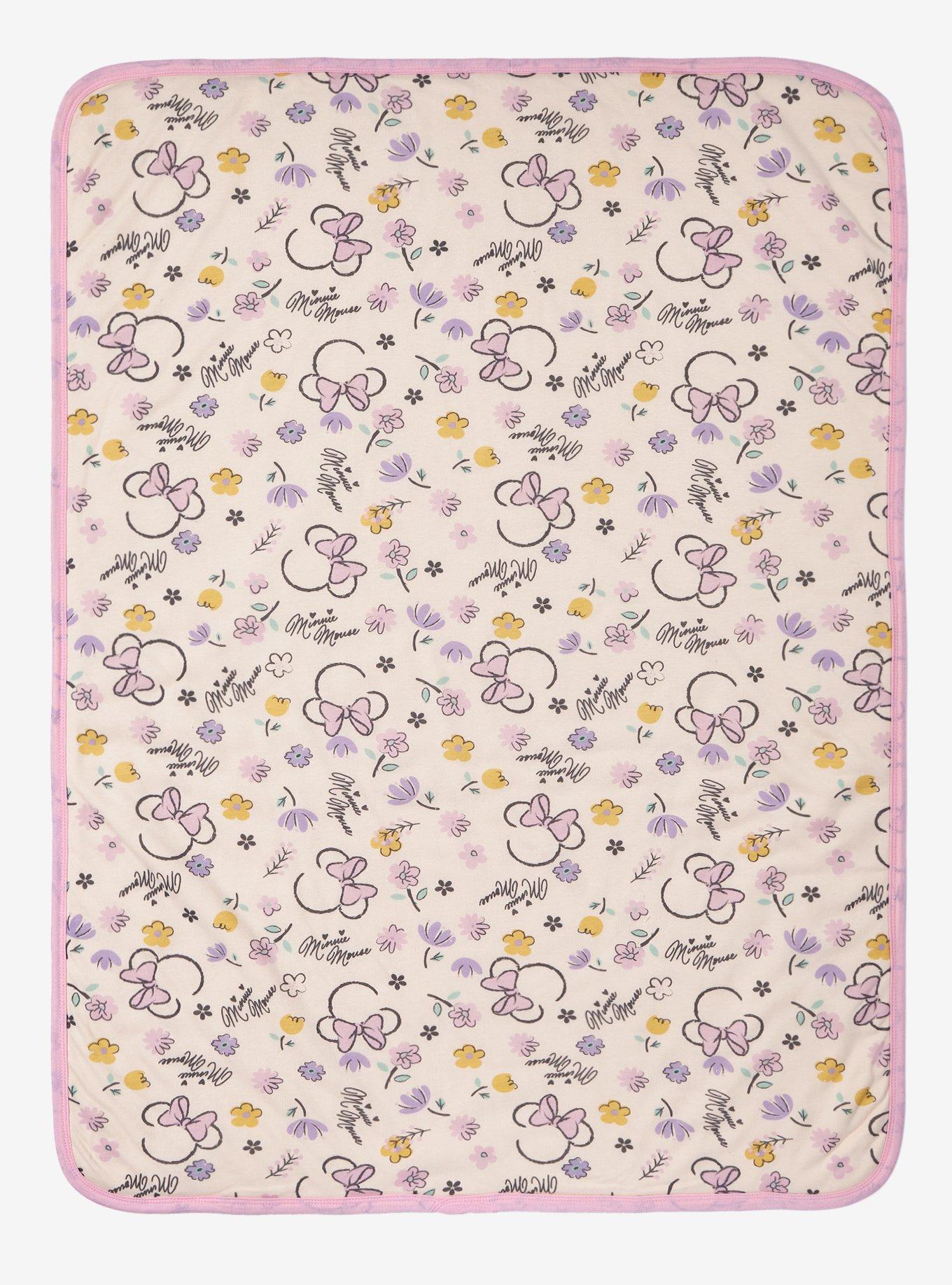 Disney Minnie Mouse Floral Allover Print Baby Blanket - BoxLunch Exclusive, , hi-res