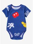 Disney Mickey Mouse Icons Allover Print Infant One-Piece - BoxLunch Exclusive, NAVY, hi-res