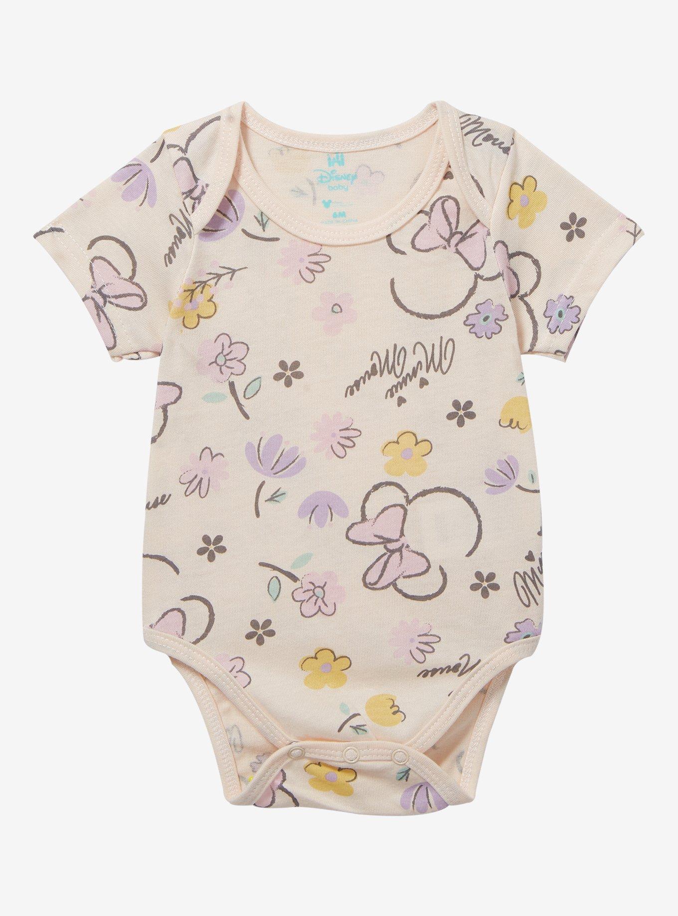 Disney Minnie Mouse Silhouette Floral Infant One-Piece — BoxLunch Exclusive