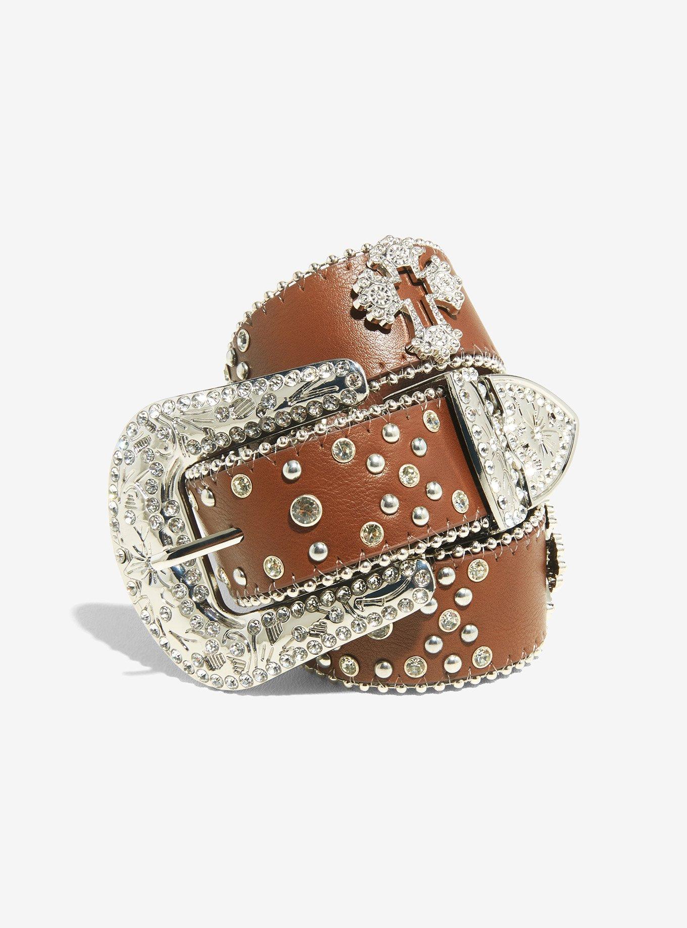 Western Bling Brown Belt, , hi-res