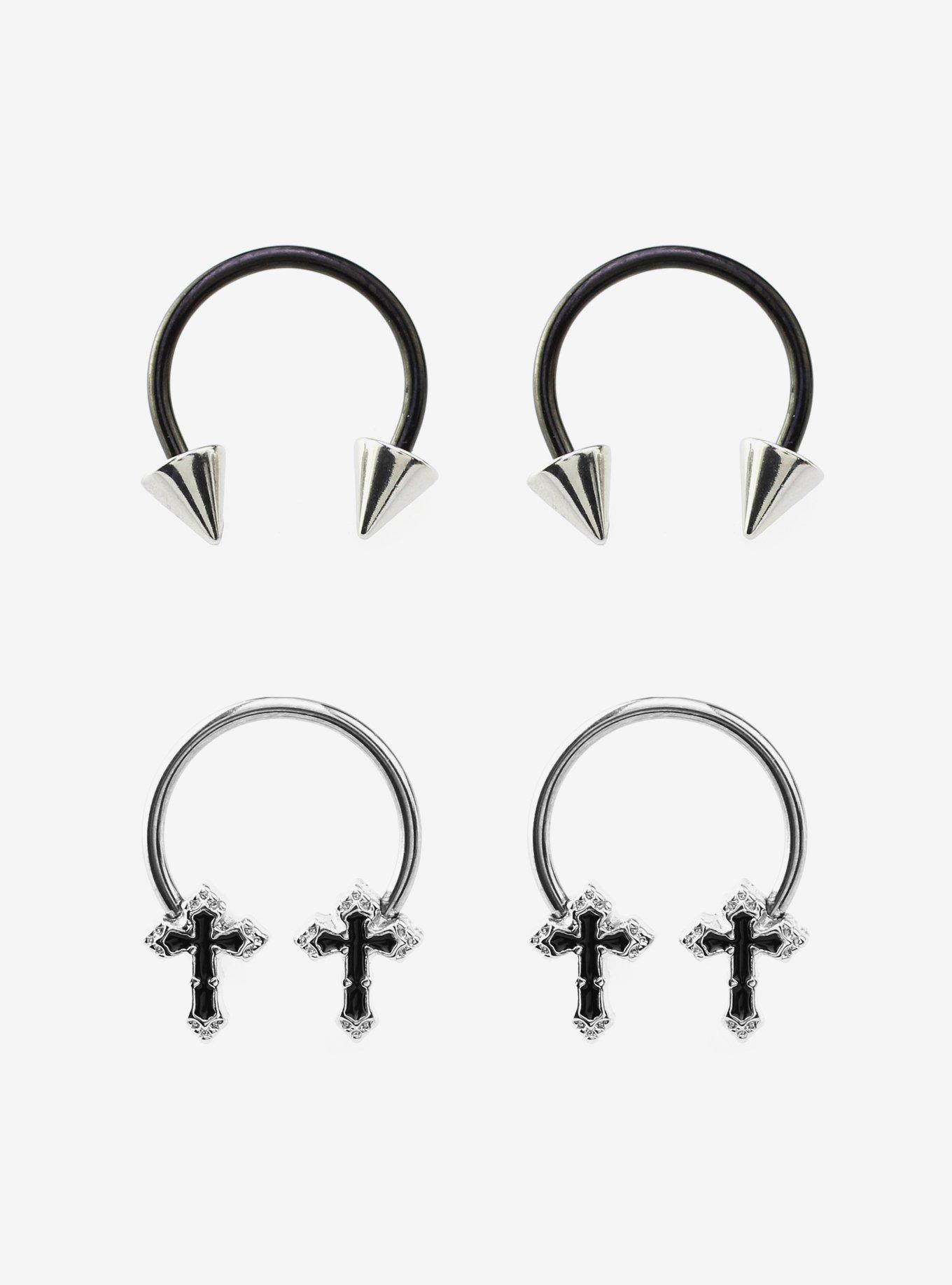 Steel Black Cross Circular Barbell 4 Pack, MULTI, hi-res