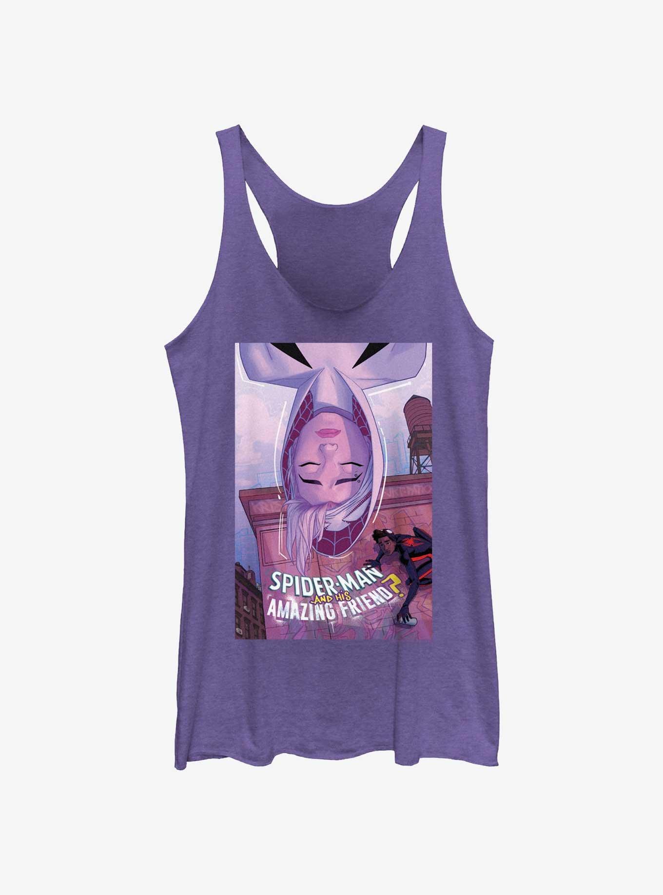 Spider-Man Spider Gwen Amazing Friend Girls Raw Edge Tank, PUR HTR, hi-res