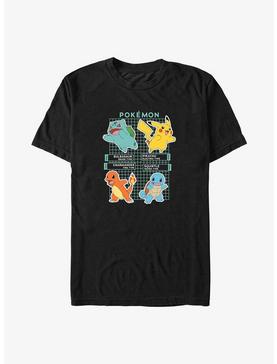 Pokemon Bulbasaur Pikachu Charmander and Squirtle Pokedex Big & Tall T-Shirt, , hi-res
