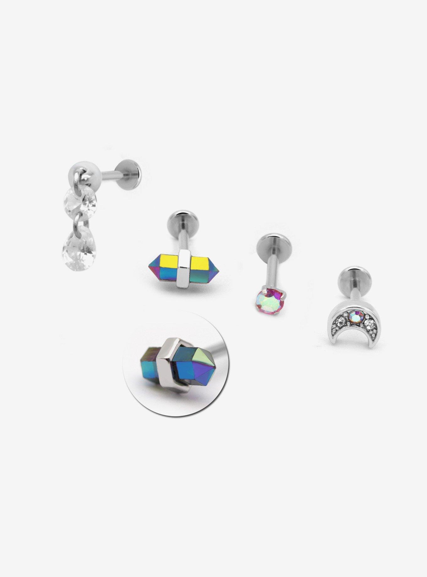 Steel Celestial Crystal Labret 4 Pack, MULTI, hi-res