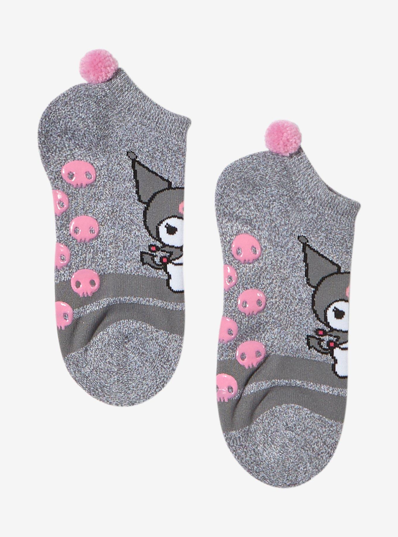 Kuromi Marled Pom No-Show Socks, , hi-res