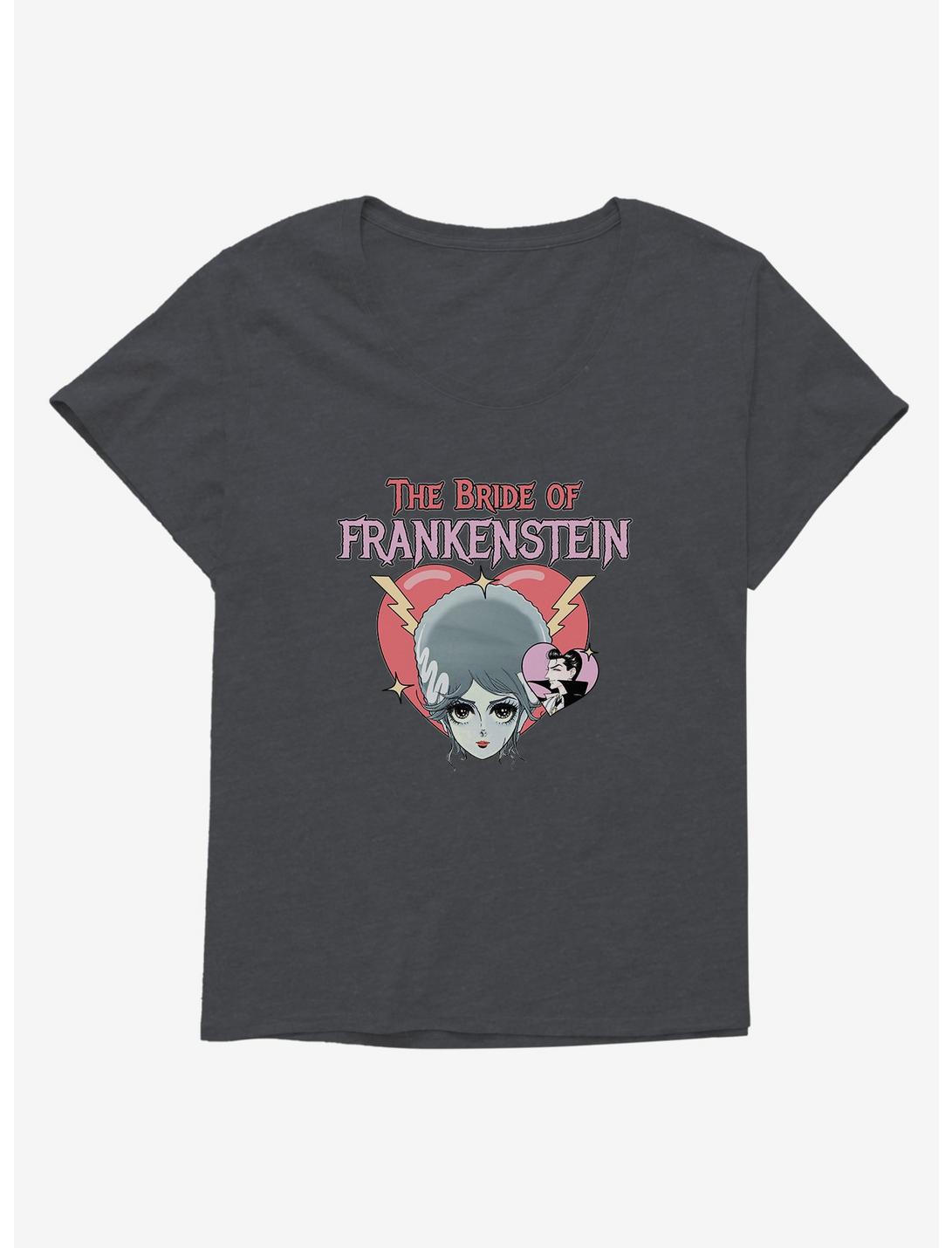 Monsters Anime The Bride Of Frankenstein Womens T-Shirt Plus Size, CHARCOAL HEATHER, hi-res