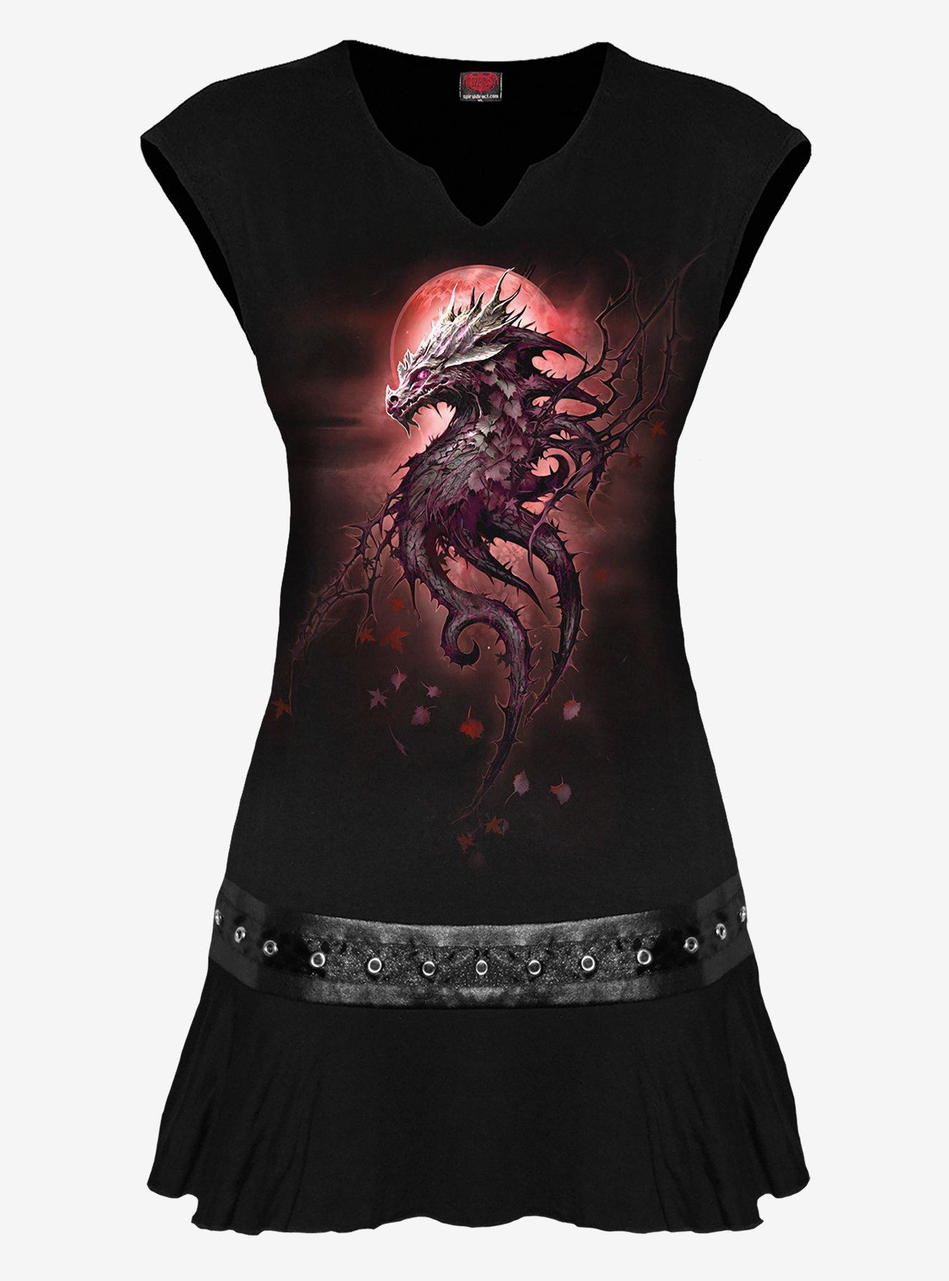 Spiral Oak Dragon Stud Waist Mini Dress