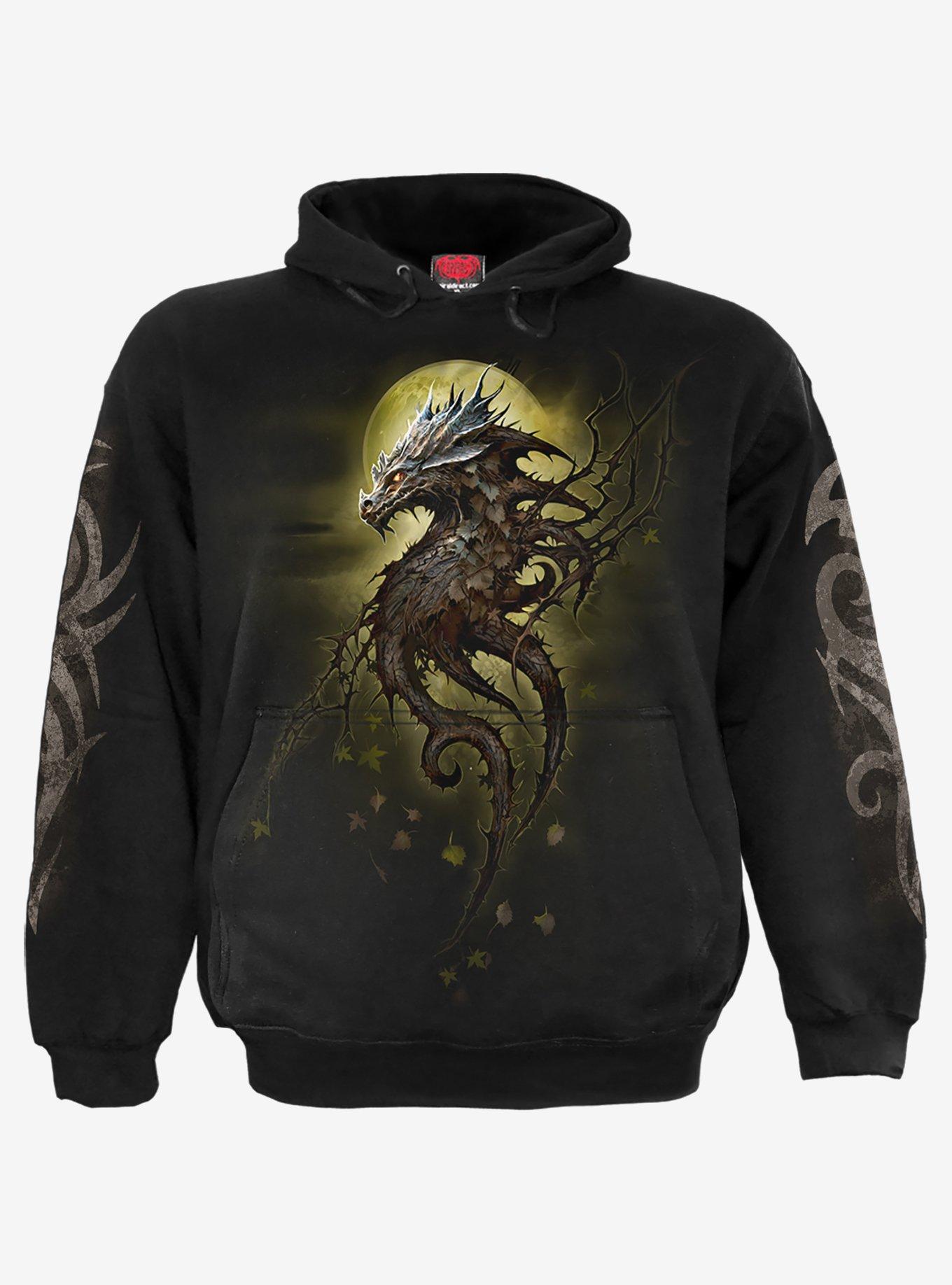 Spiral Oak Dragon Hoodie, BLACK, hi-res