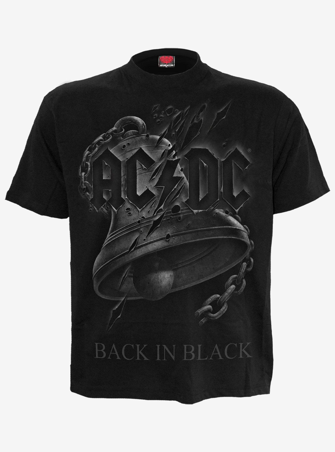 Spiral AC/DC Back In Black T-Shirt – Offizielles Band-Shirt, Schwarz, Mit Frontprint