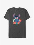 Disney Lilo & Stitch Happy Stitch Floral Sit T-Shirt, CHARCOAL, hi-res