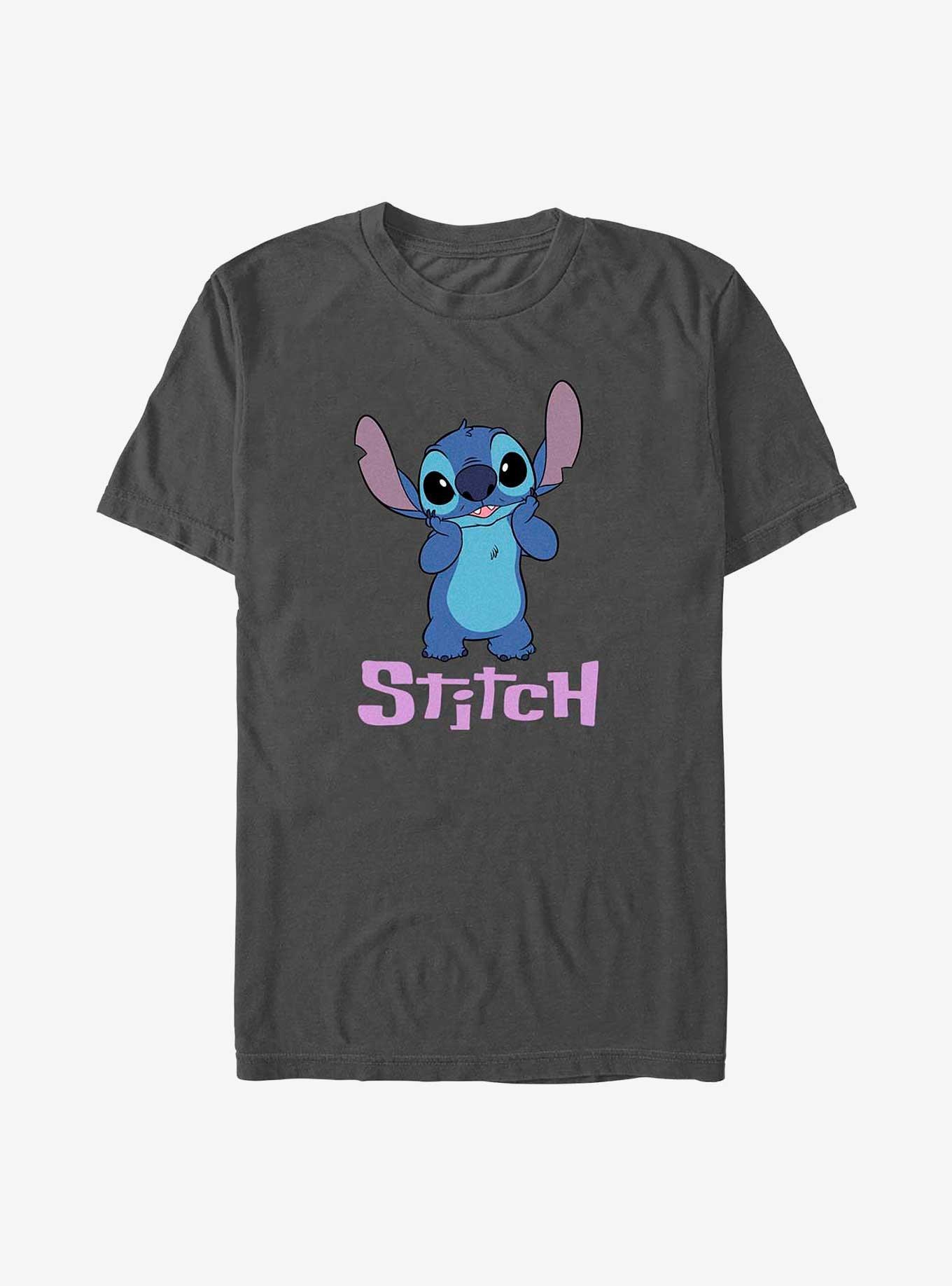 Disney Lilo & Stitch Bashful Stitch Smile T-Shirt, CHARCOAL, hi-res