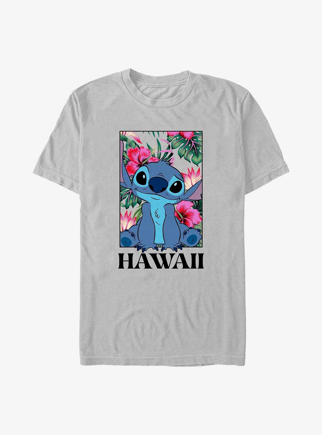 Disney Lilo & Stitch Stitch Floral Frame T-Shirt, SILVER, hi-res