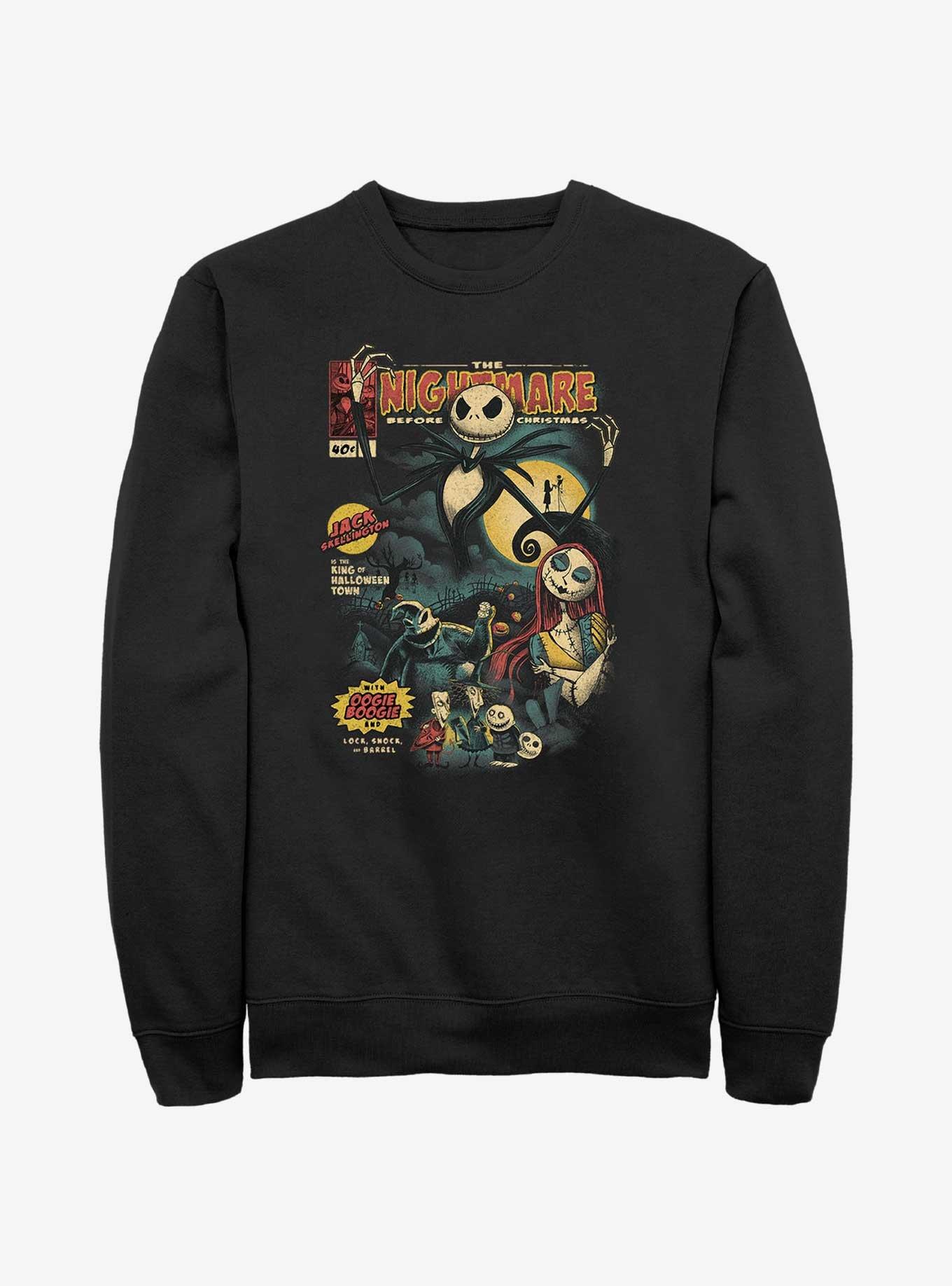 Disney Nightmare Before Christmas Comic Cover Sweatshirt, BLACK, hi-res