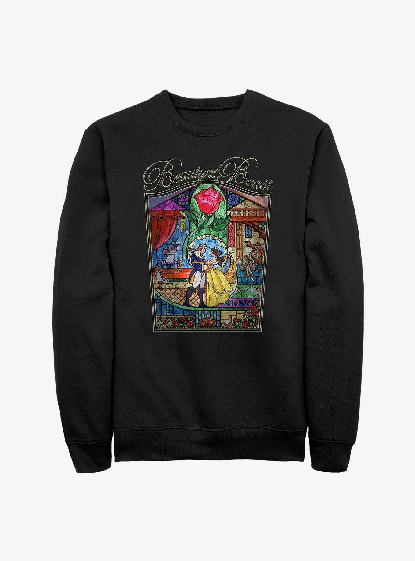 Disney Beauty And The Beast Story Stained Glass Sweatshirt, , hi-res