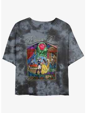 Disney Beauty And The Beast Story Stained Glass Womens Tie-Dye Crop T-Shirt, , hi-res