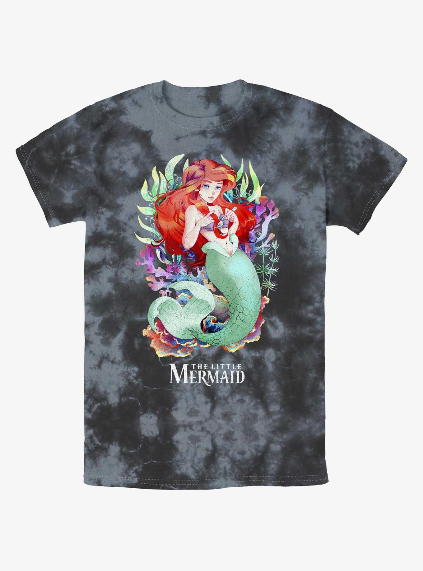 Disney The Little Mermaid Anime Tie-Dye T-Shirt - BLACK | BoxLunch