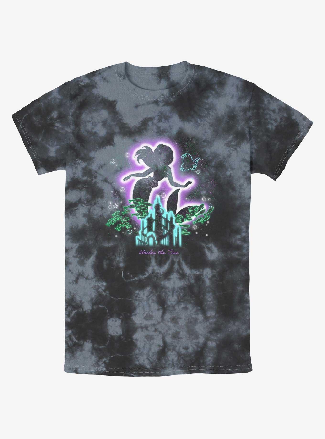 Disney The Little Mermaid Glowing Sea Tie-Dye T-Shirt, BLKCHAR, hi-res