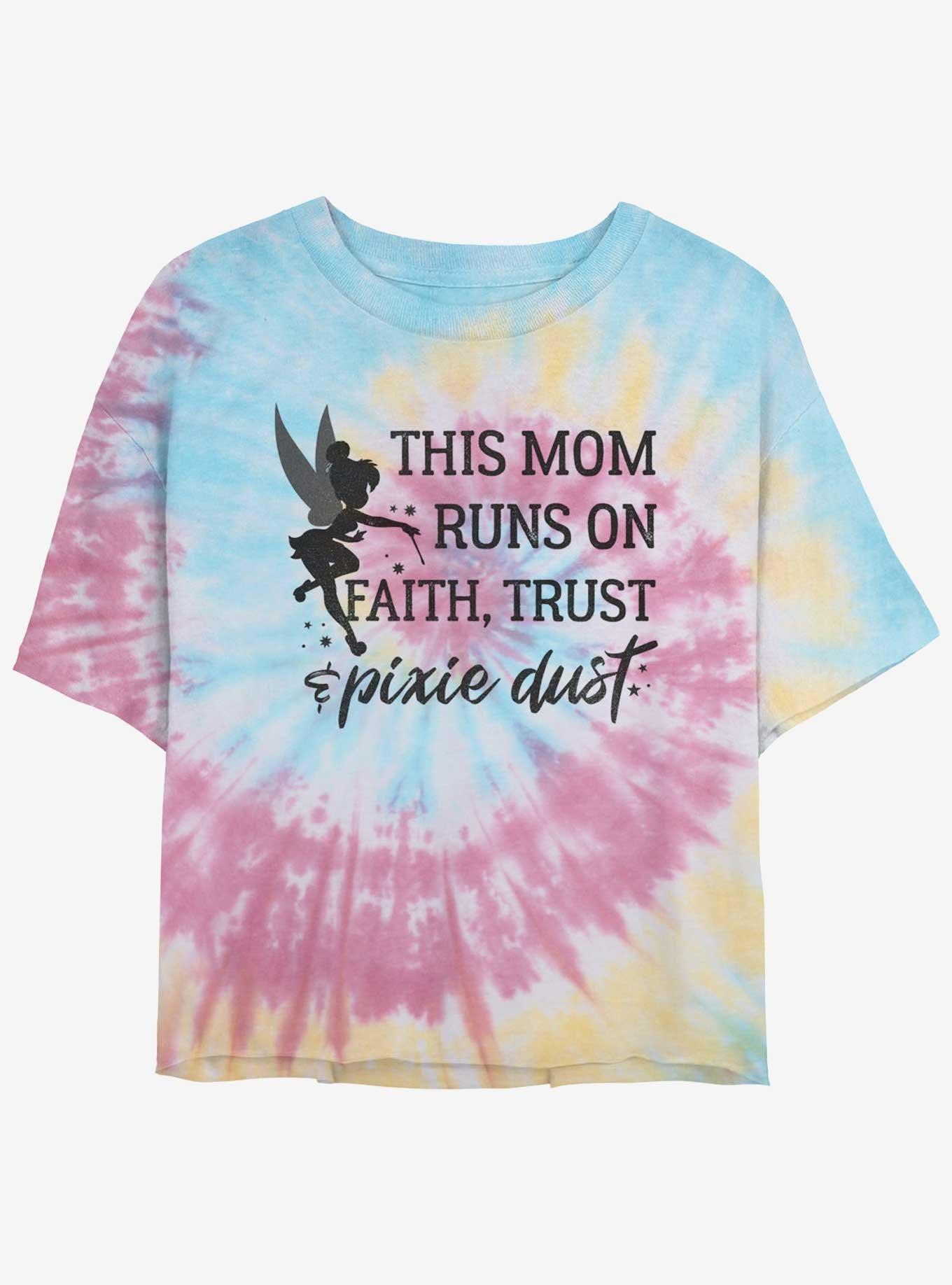 Disney Tinker Bell Runs On Pixie Dust Womens Tie-Dye Crop T-Shirt, , hi-res