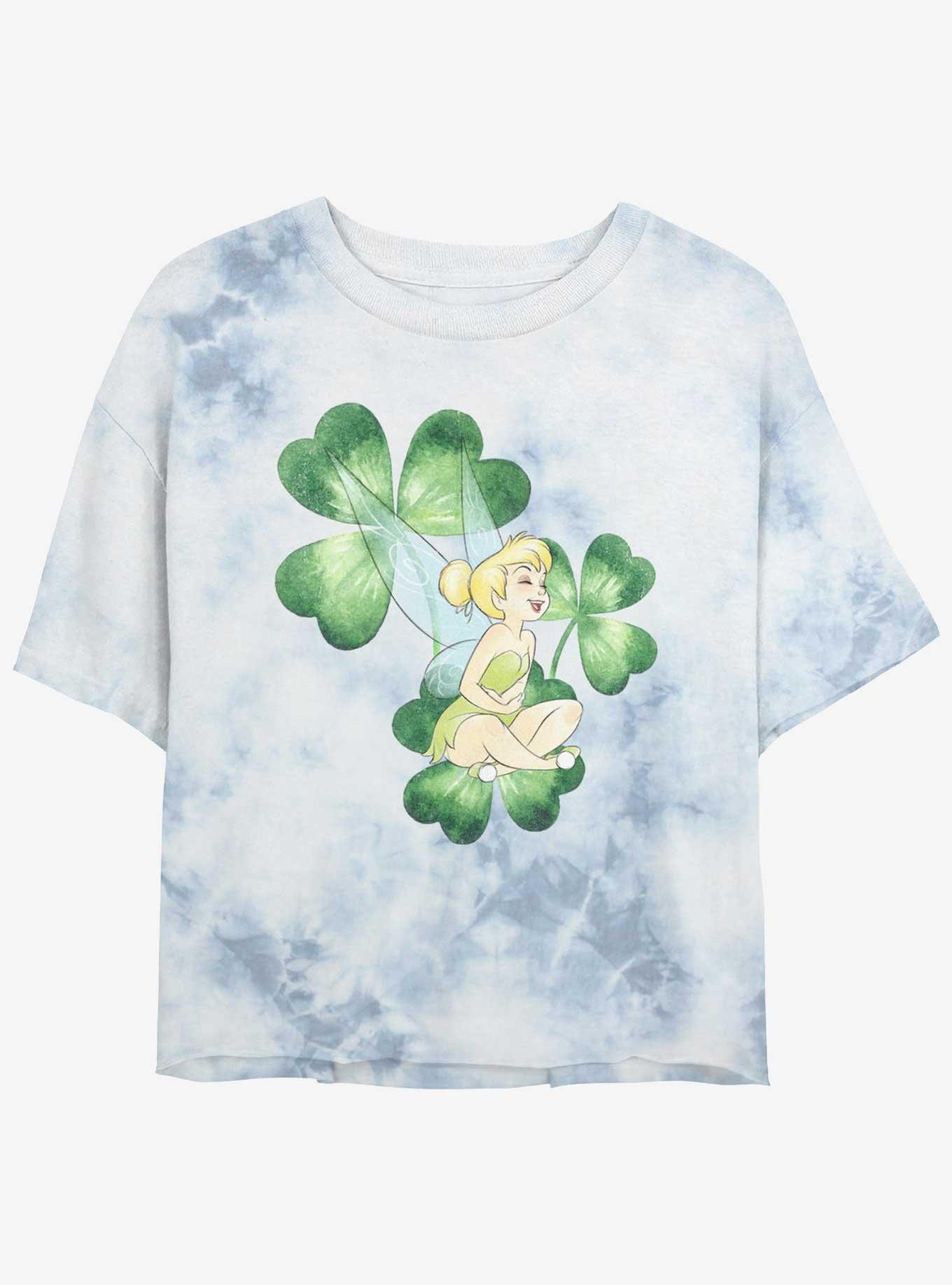 Disney Tinker Bell Clover Womens Tie-Dye Crop T-Shirt, , hi-res