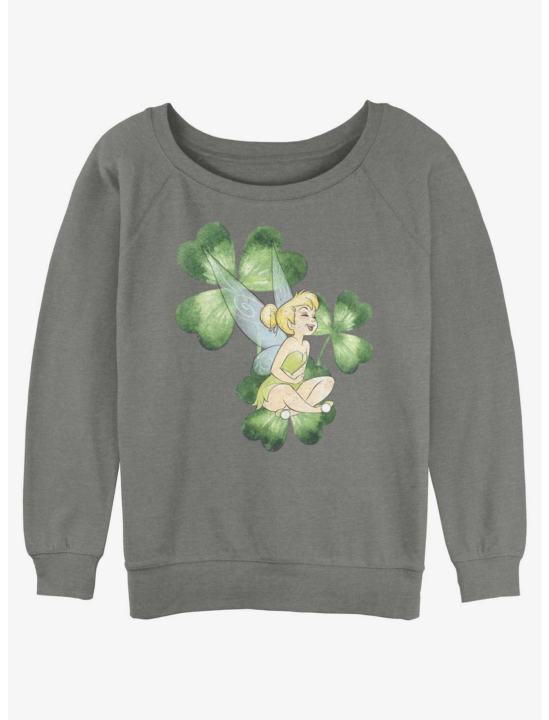 Disney Tinker Bell Clover Womens Slouchy Sweatshirt, GRAY HTR, hi-res