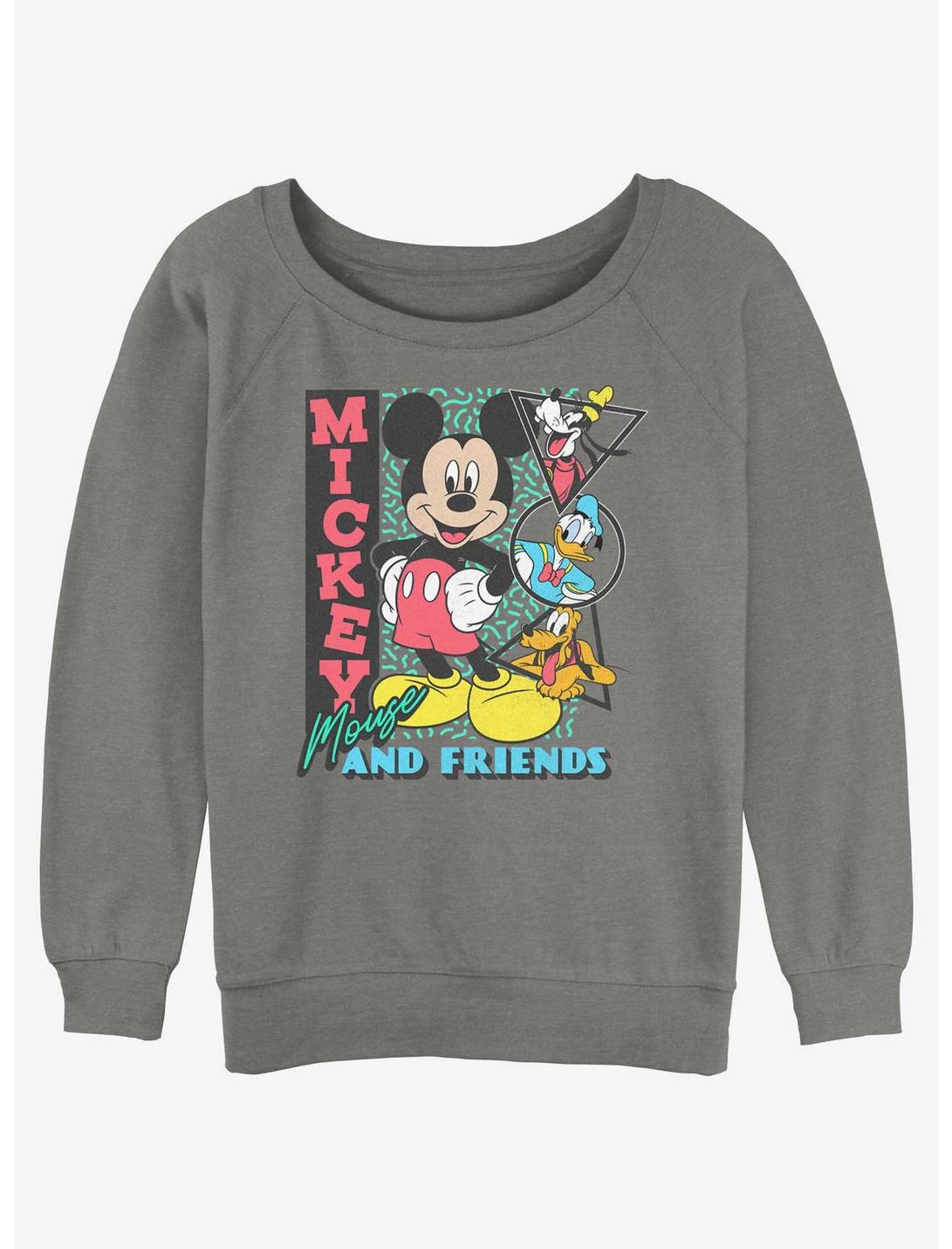 Disney Mickey Mouse & Friends Vintage Shapes Womens Slouchy Sweatshirt, GRAY HTR, hi-res
