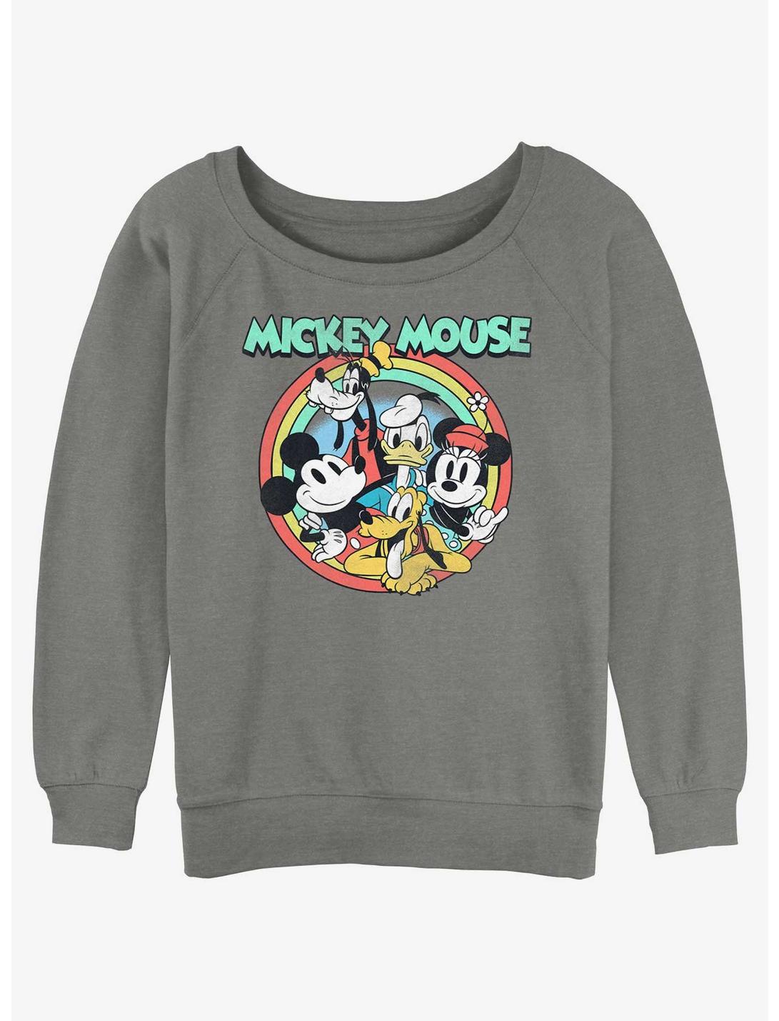 Disney Mickey Mouse & Friends Pose Womens Slouchy Sweatshirt, GRAY HTR, hi-res