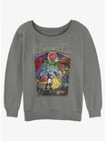 Disney Beauty And The Beast Story Stained Glass Womens Slouchy Sweatshirt, GRAY HTR, hi-res