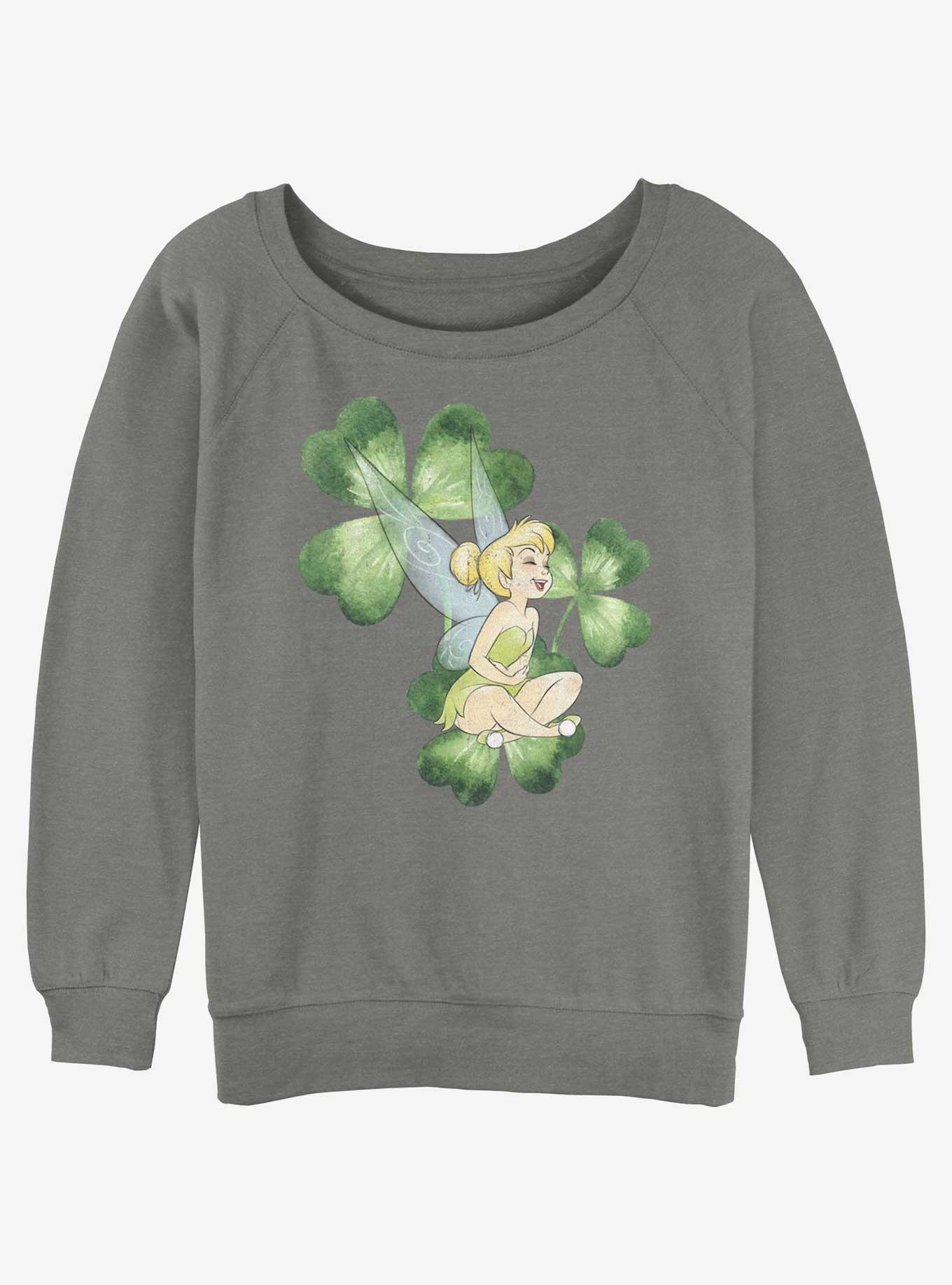 Disney Tinker Bell Clover Womens Slouchy Sweatshirt, GRAY HTR, hi-res
