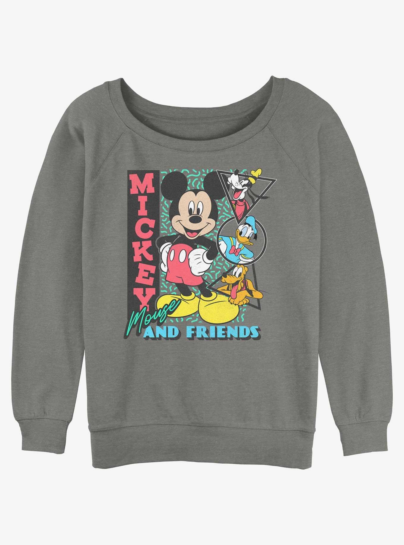 Disney Mickey Mouse & Friends Vintage Shapes Womens Slouchy Sweatshirt, GRAY HTR, hi-res