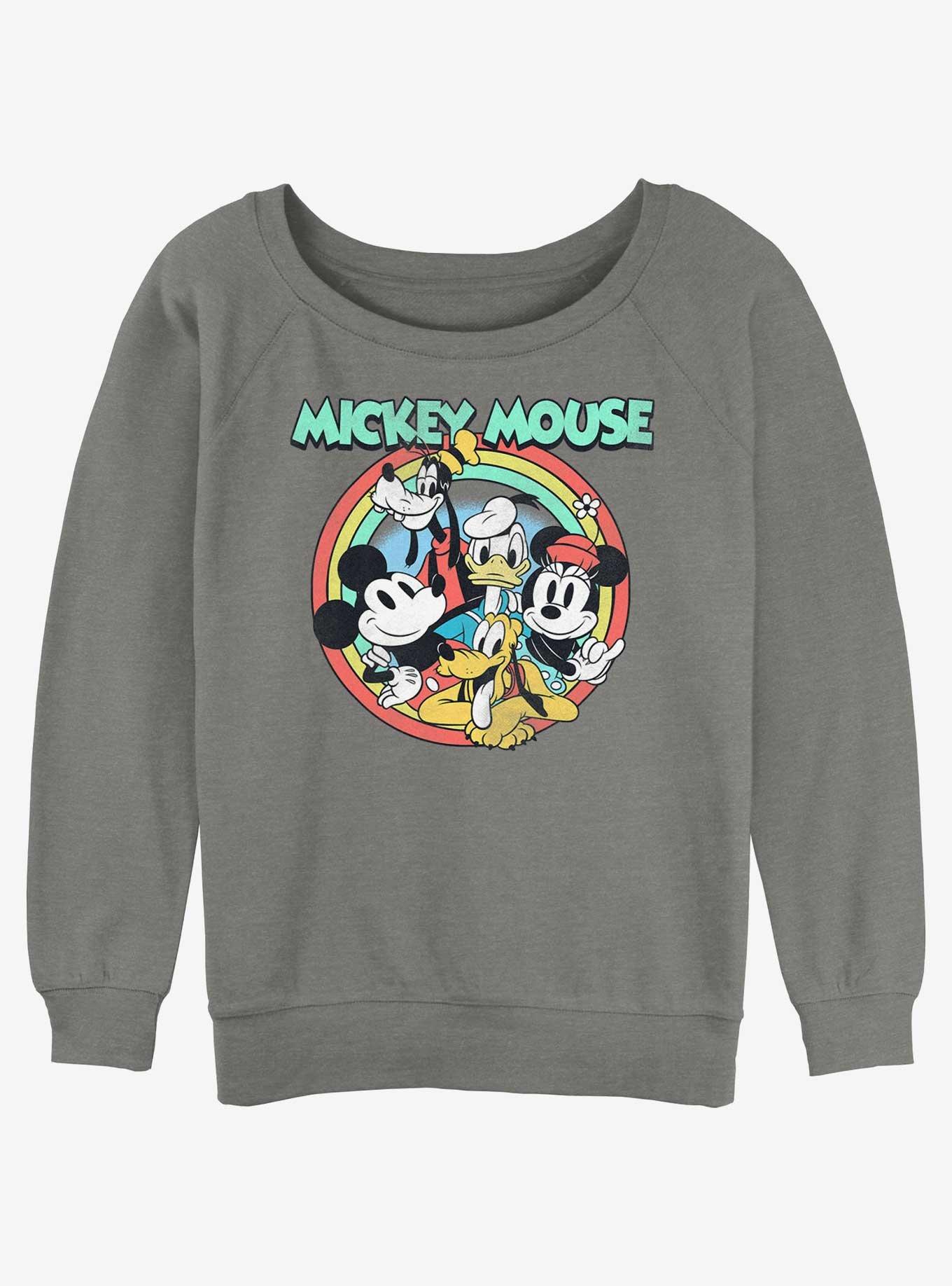 Disney Mickey Mouse & Friends Pose Womens Slouchy Sweatshirt, GRAY HTR, hi-res