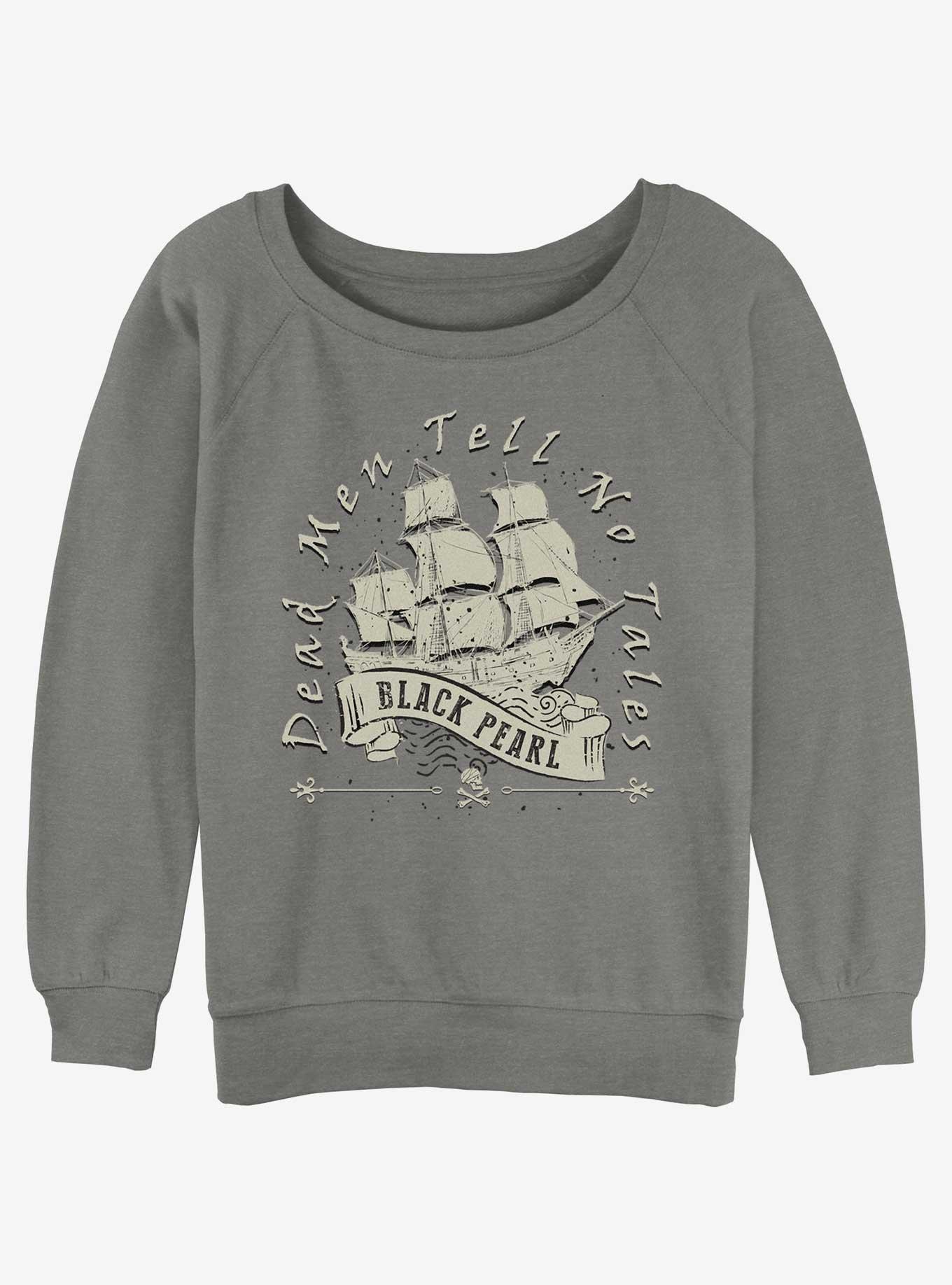 Disney Pirates Of The Caribbean Vintage Black Pearl Womens Slouchy Sweatshirt, GRAY HTR, hi-res