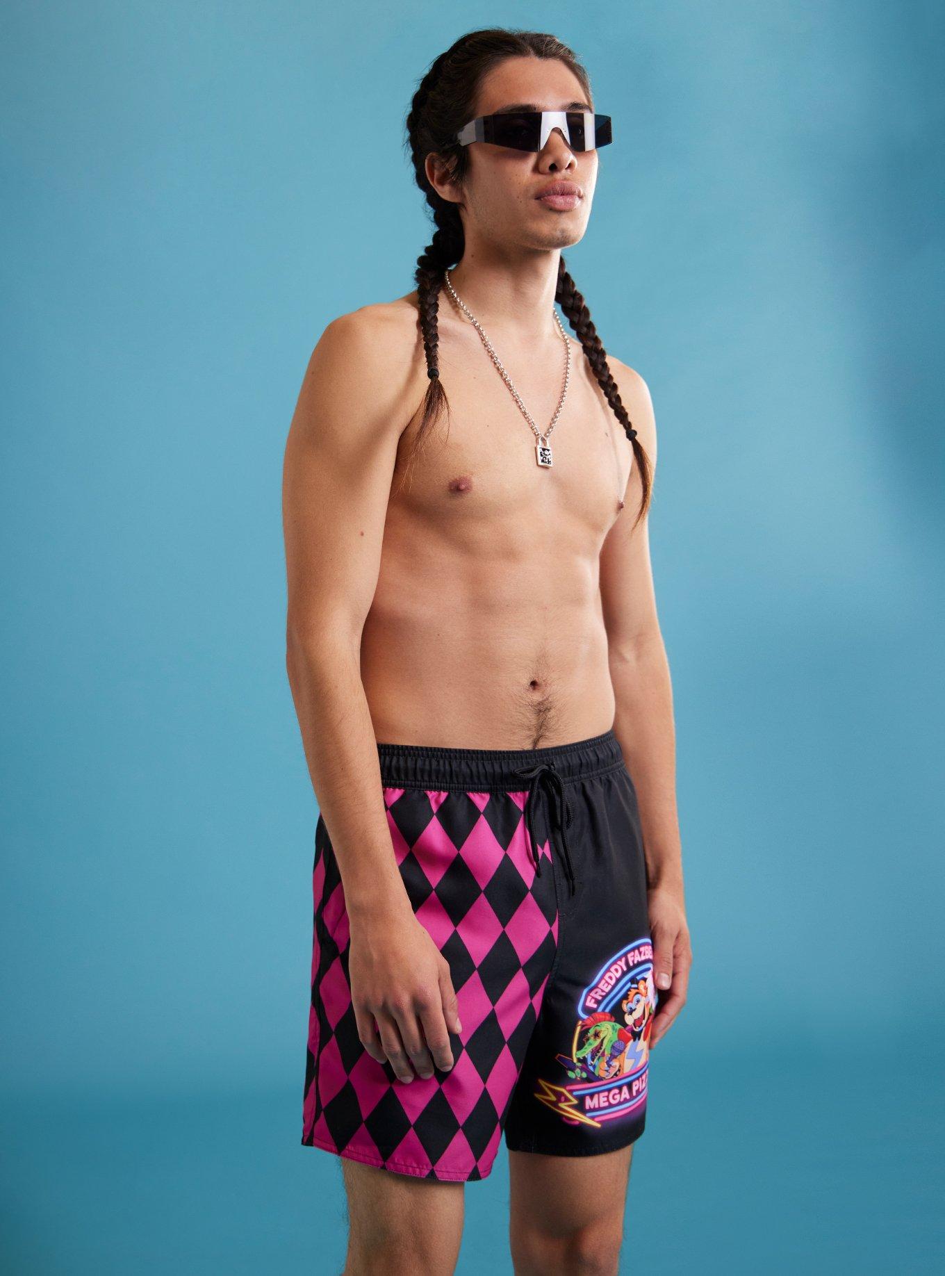 Five Nights At Freddy s Neon Split Swim Trunks Hot Topic