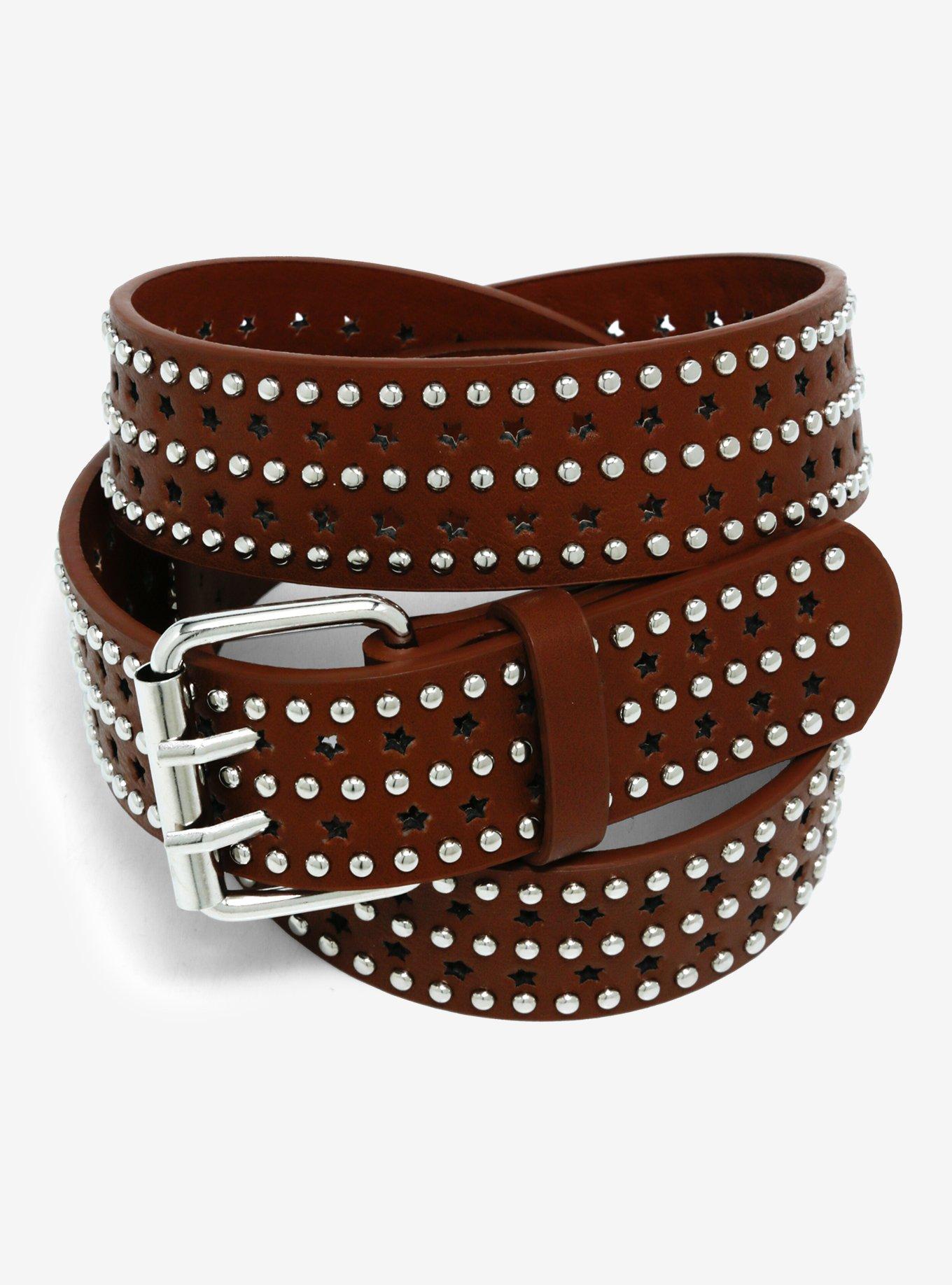 Brown Stud Star Belt, , hi-res