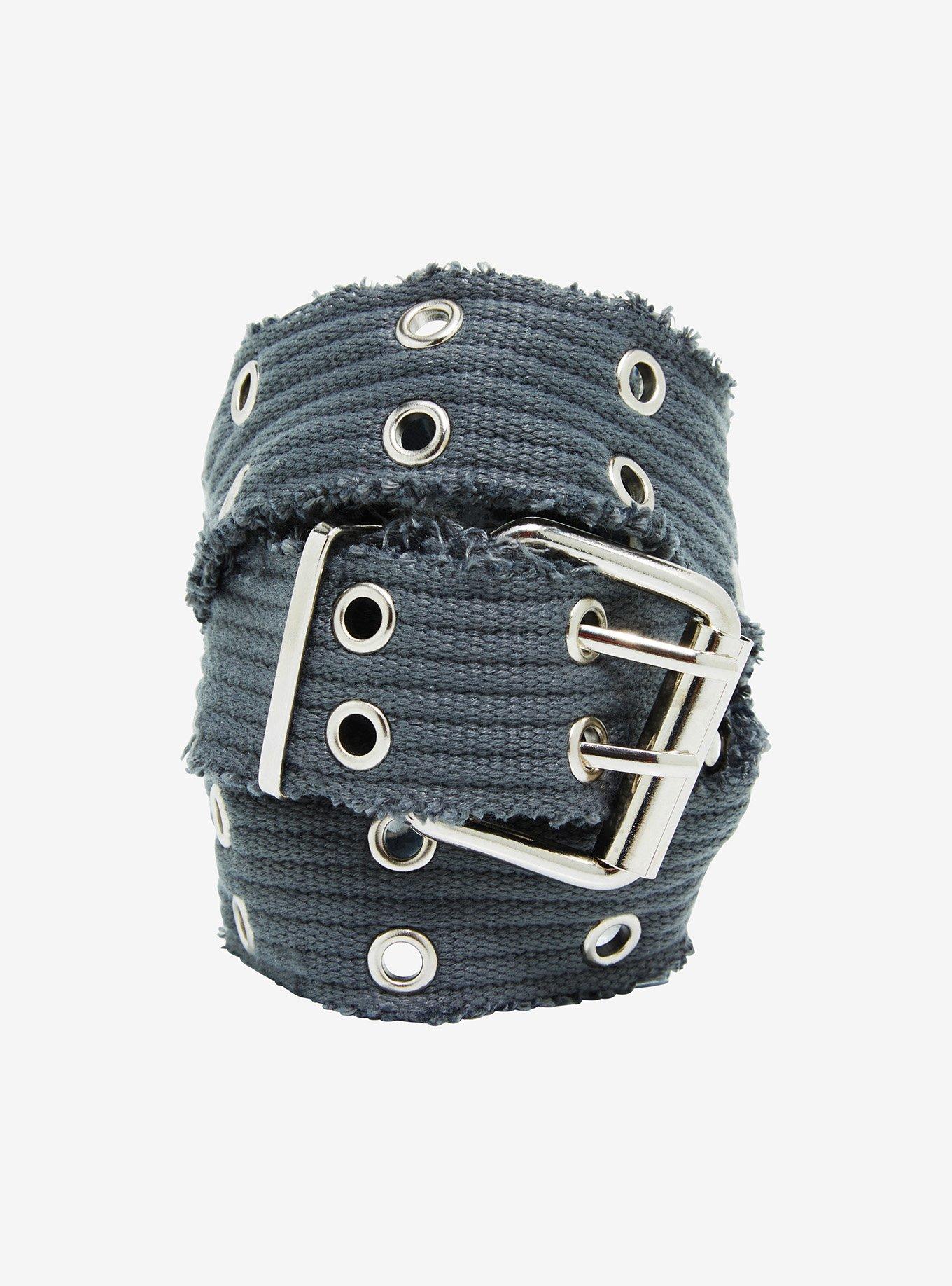 Grey Distressed Grommet Belt, , hi-res