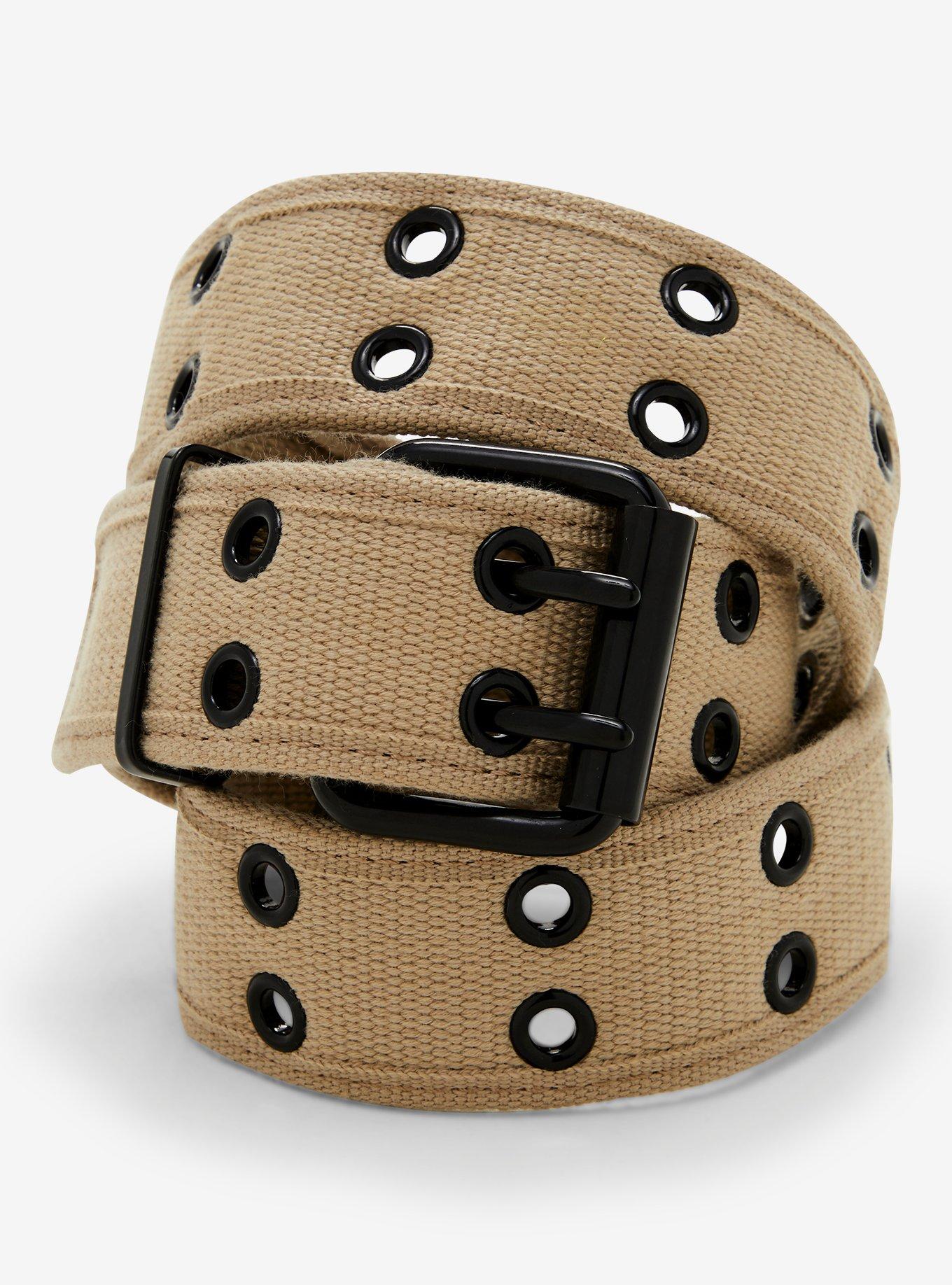 Beige Canvas Grommet Belt Hot Topic