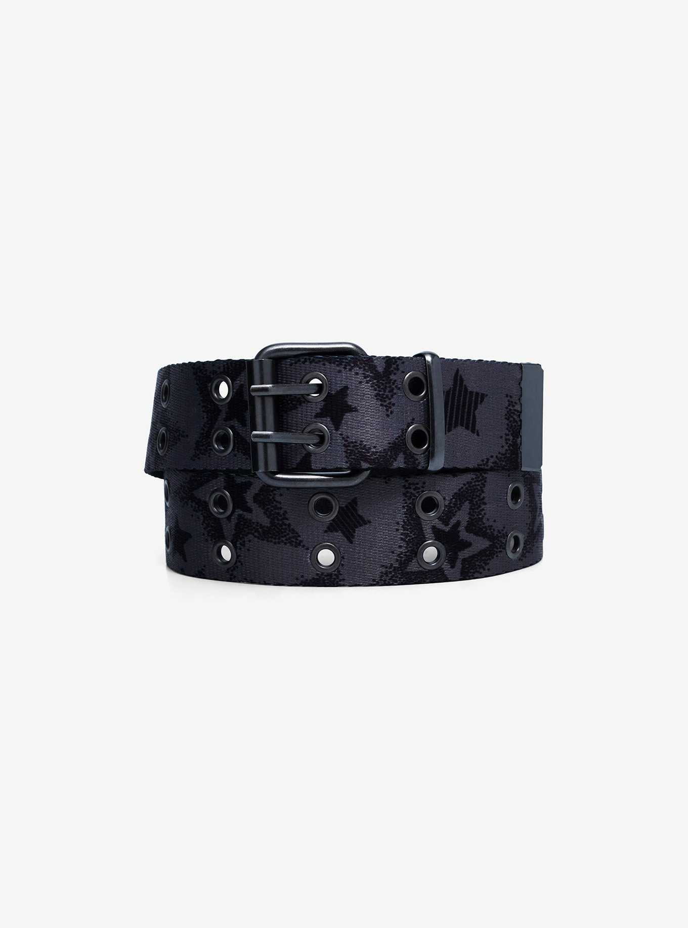 Black & Grey Star Grommet Belt, , hi-res