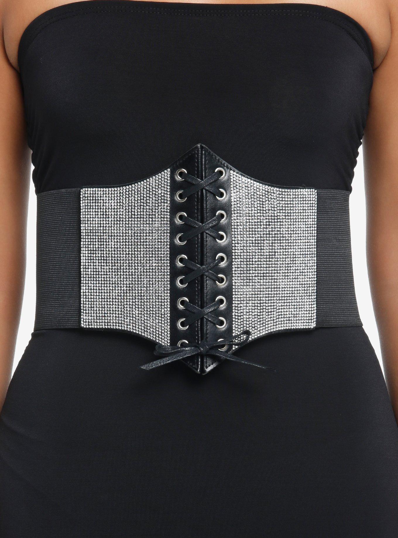 Bling Lace-Up Corset Belt, , hi-res