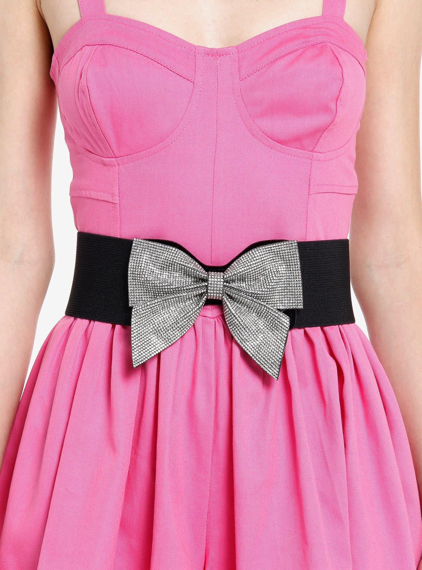 Silver Bling Bow Waist Belt, MULTI, hi-res