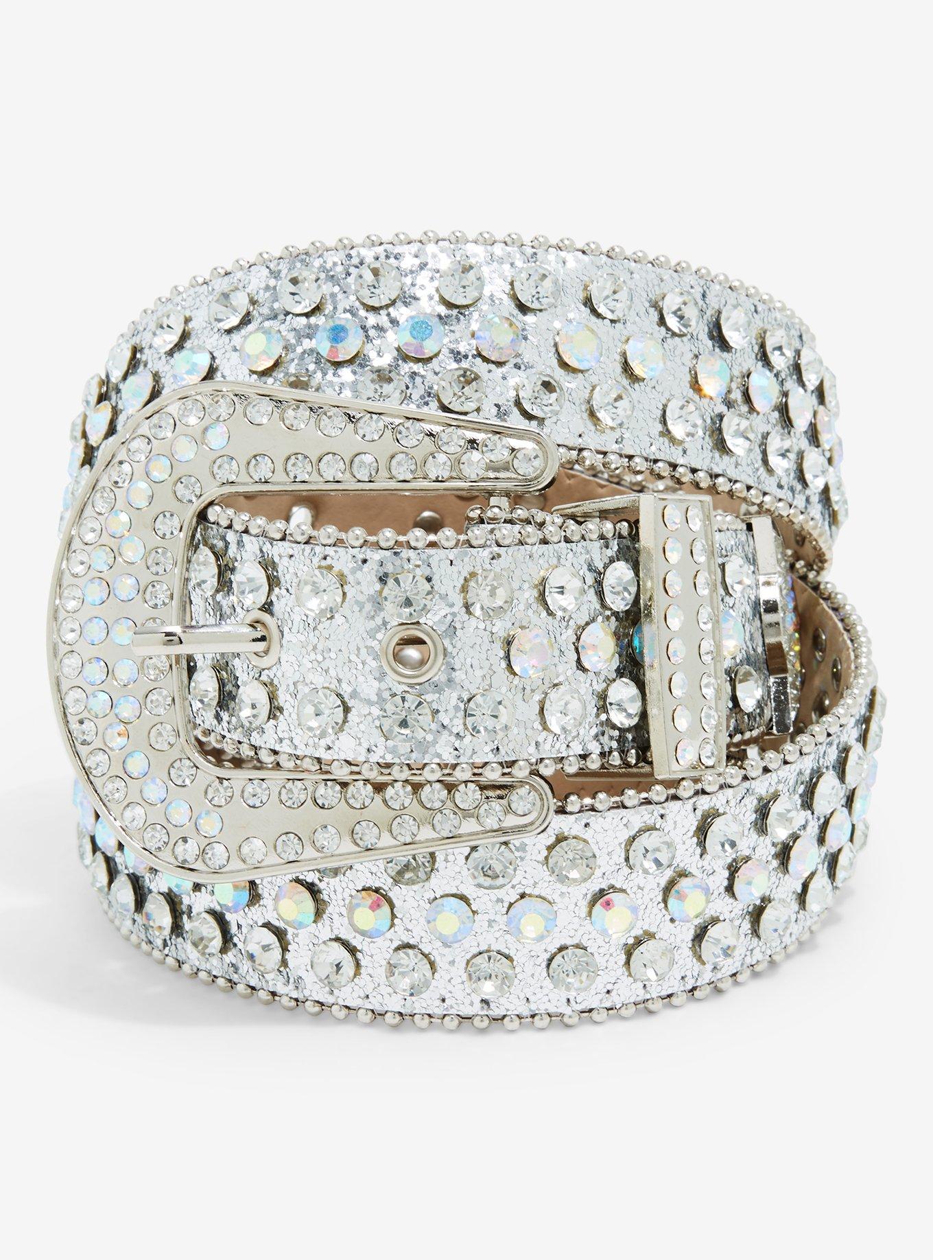 Silver Rhinestone Western Belt