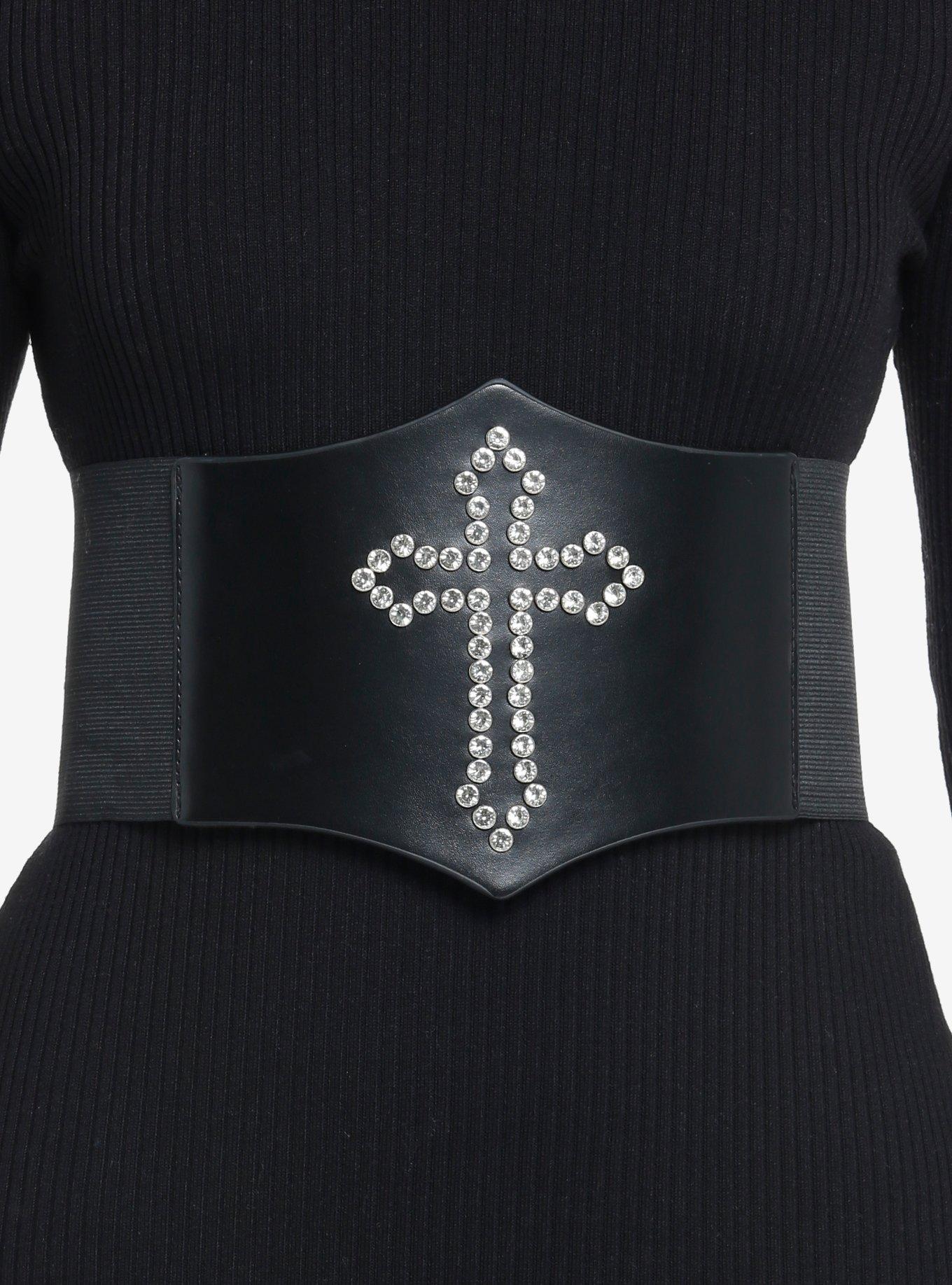 Cross Studded Corset Belt, MULTI, hi-res