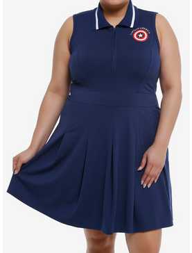Her Universe Marvel Captain America Pleated Athletic Dress Plus Size Her Universe Exclusive, , hi-res