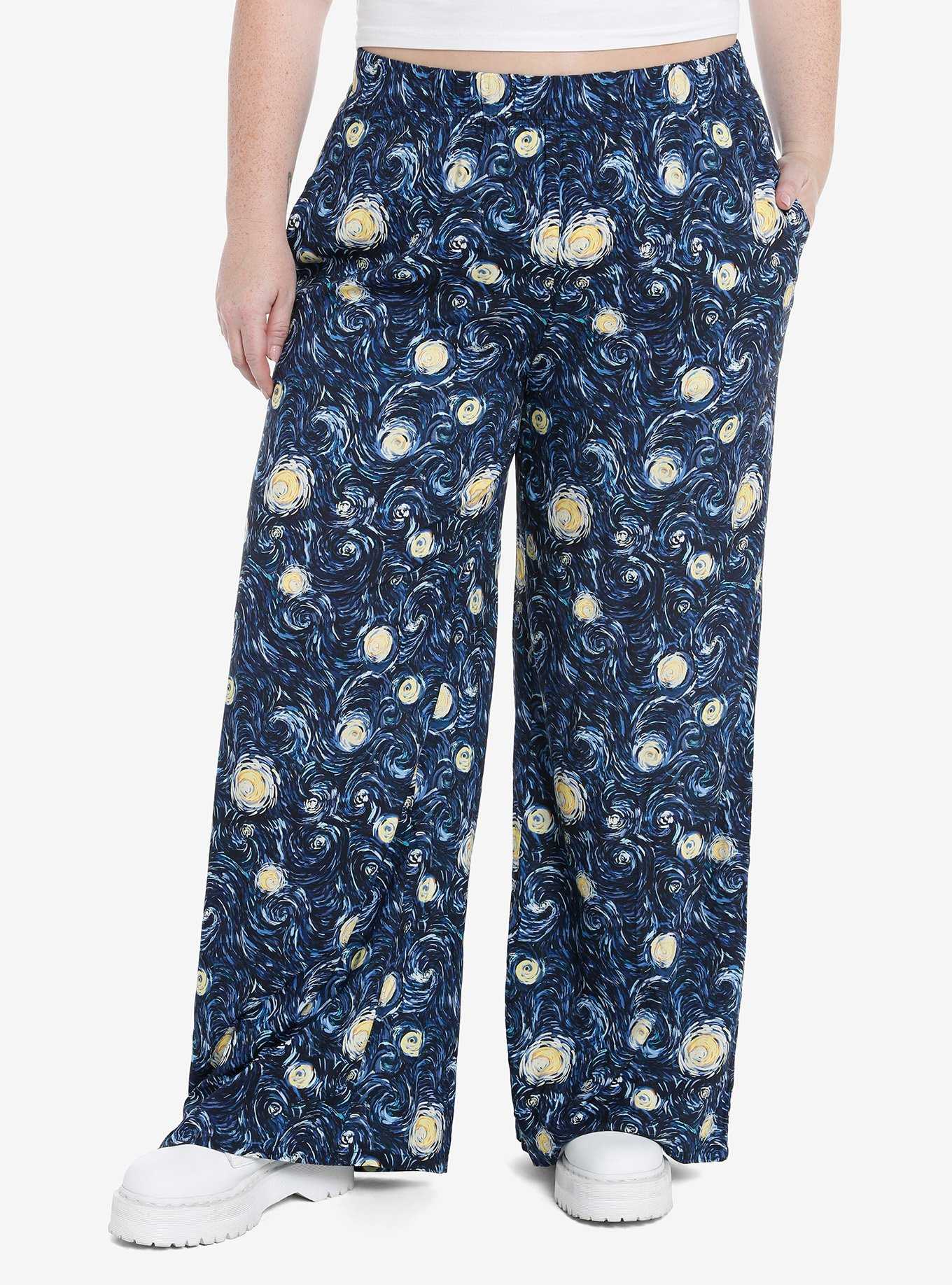 Cosmic Aura Starry Night Wide Leg Pants Plus Size, , hi-res