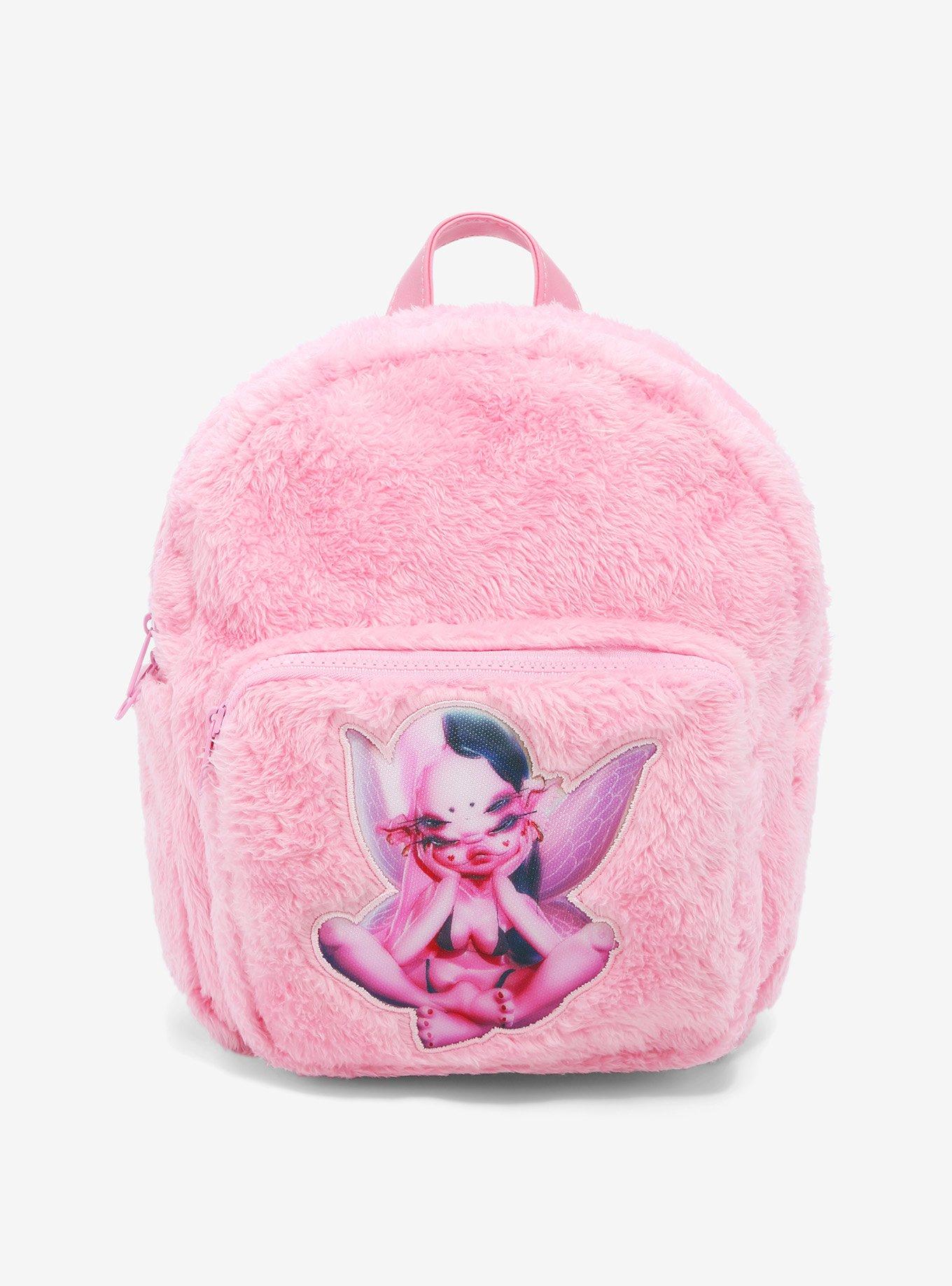 Pink fuzzy mini backpack hotsell