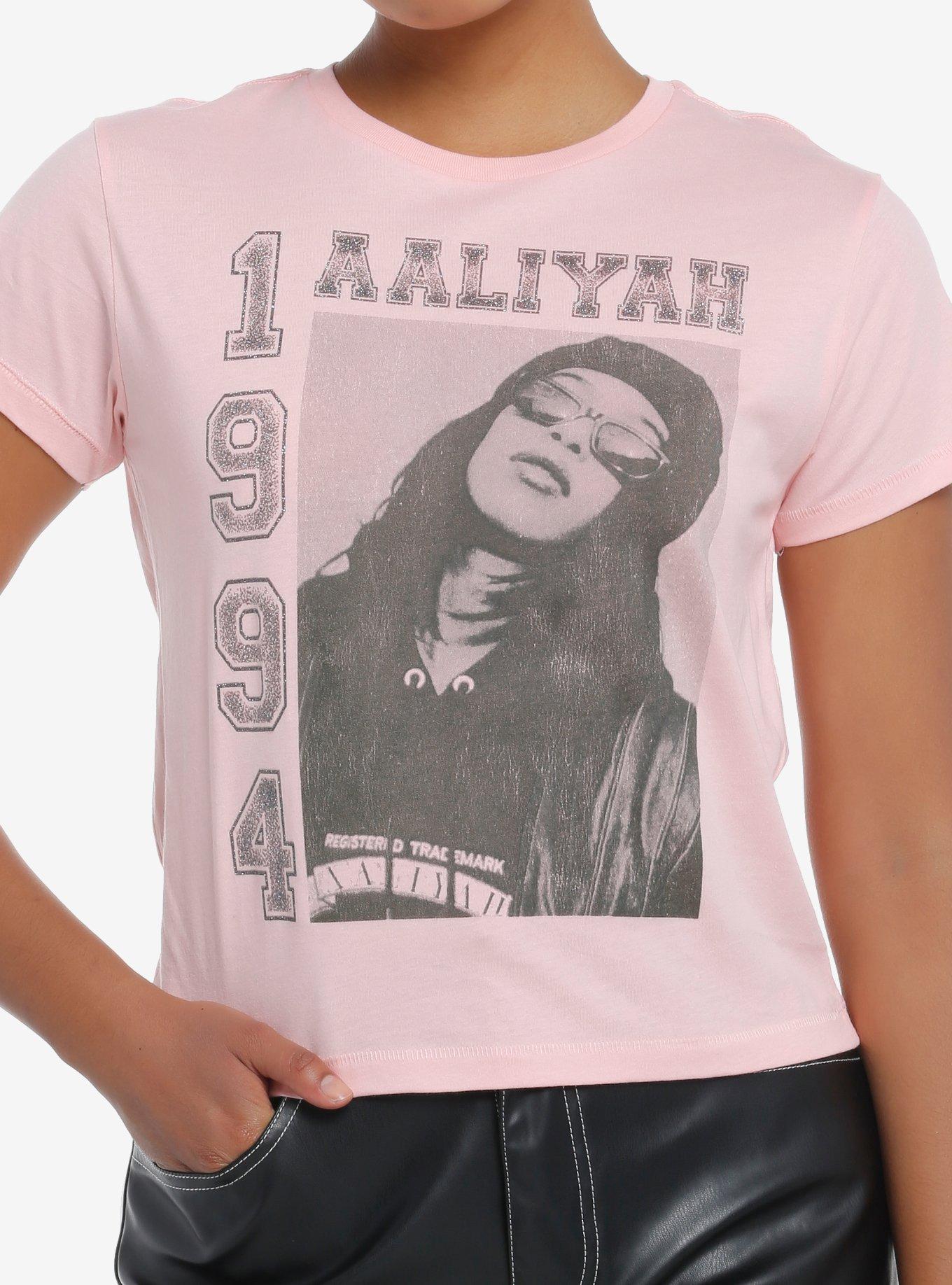 Aaliyah Portrait 1994 Glitter Girls Baby T-Shirt, PINK, hi-res