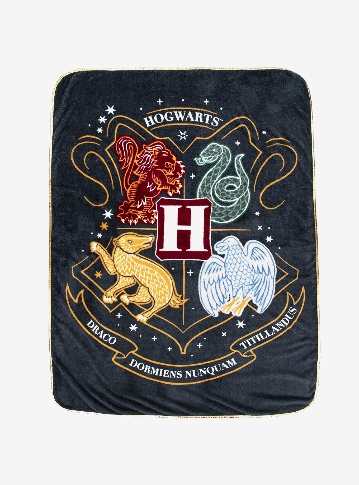 Harry Potter Hogwarts Crest Gold Foil Throw Blanket, , hi-res