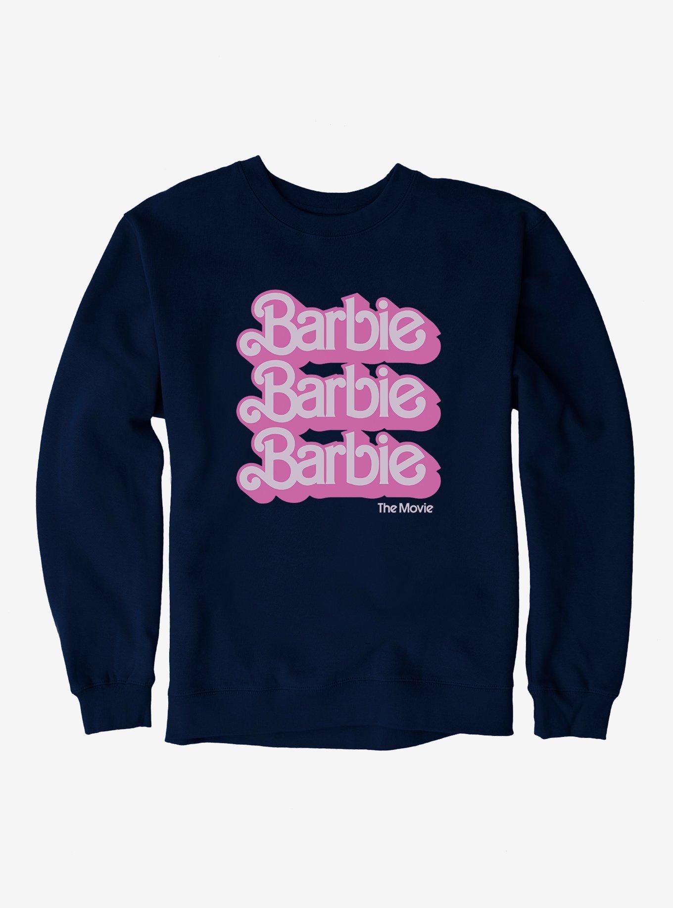Barbie The Movie Logo Stack Sweatshirt, NAVY, hi-res
