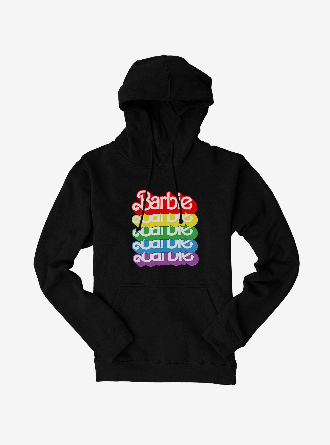 Barbie Text Rainbow Stack Hoodie, , hi-res