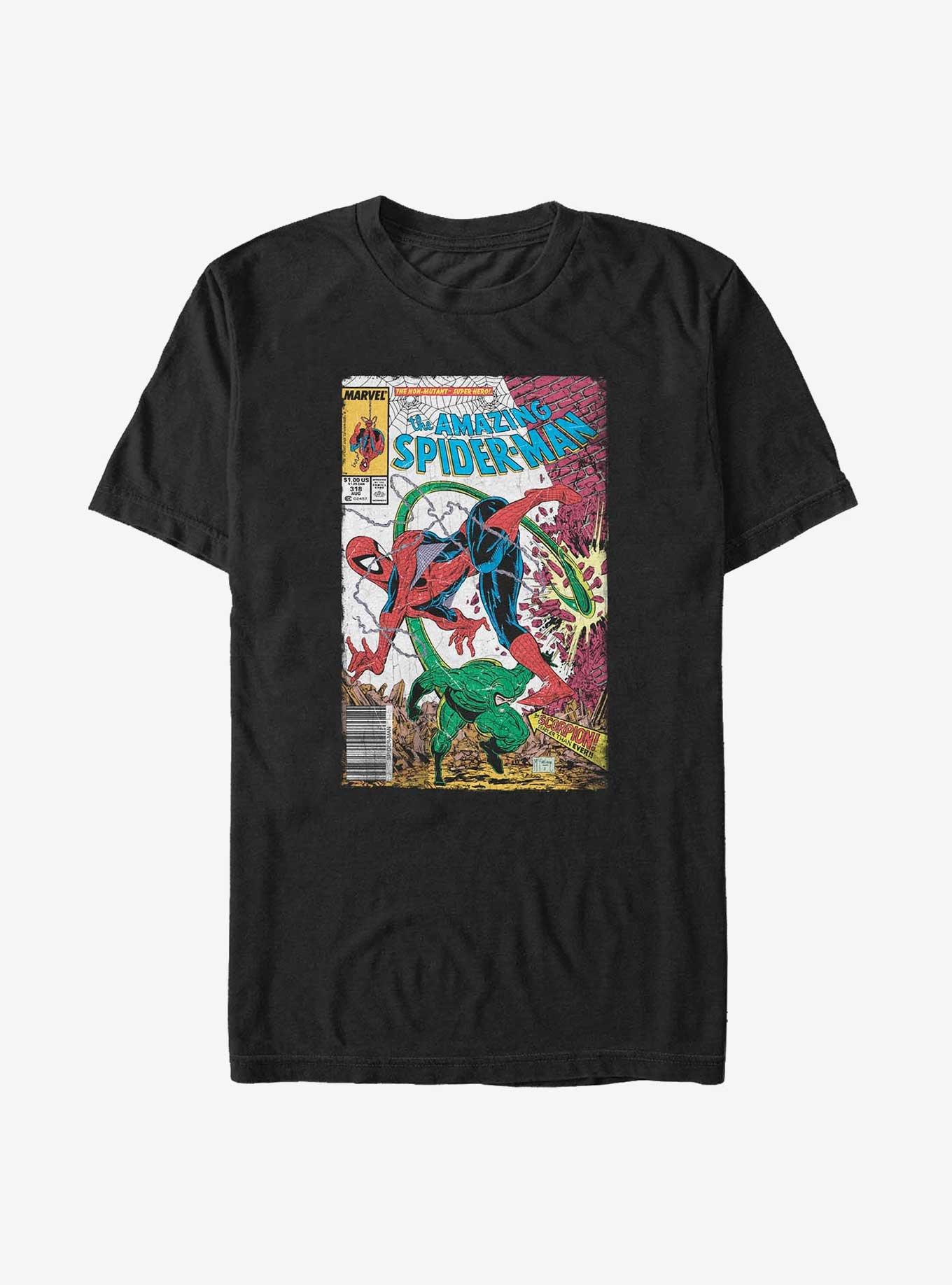 Marvel Spider-Man vs Scorpion Comic Cover Big & Tall T-Shirt, BLACK, hi-res
